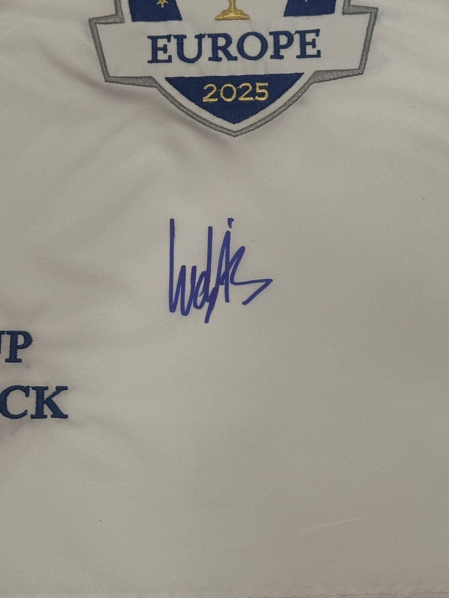 Ludvig Aberg Autographed 2025 Ryder Cup Pin Flag Team Europe JSA COA