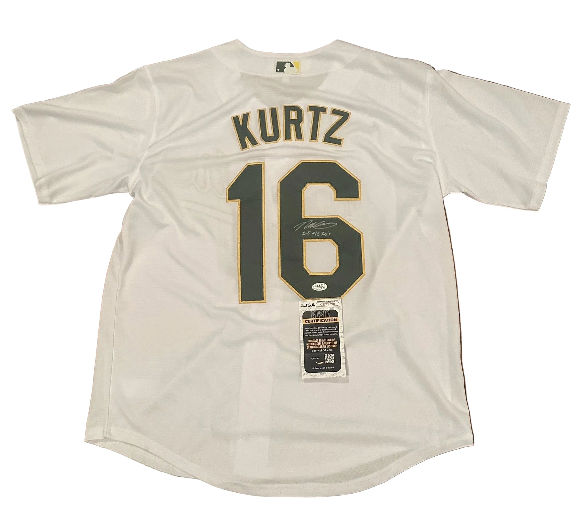Nick Kurtz Autographed Athletics Jersey "25 AL ROY" Inscription JSA COA