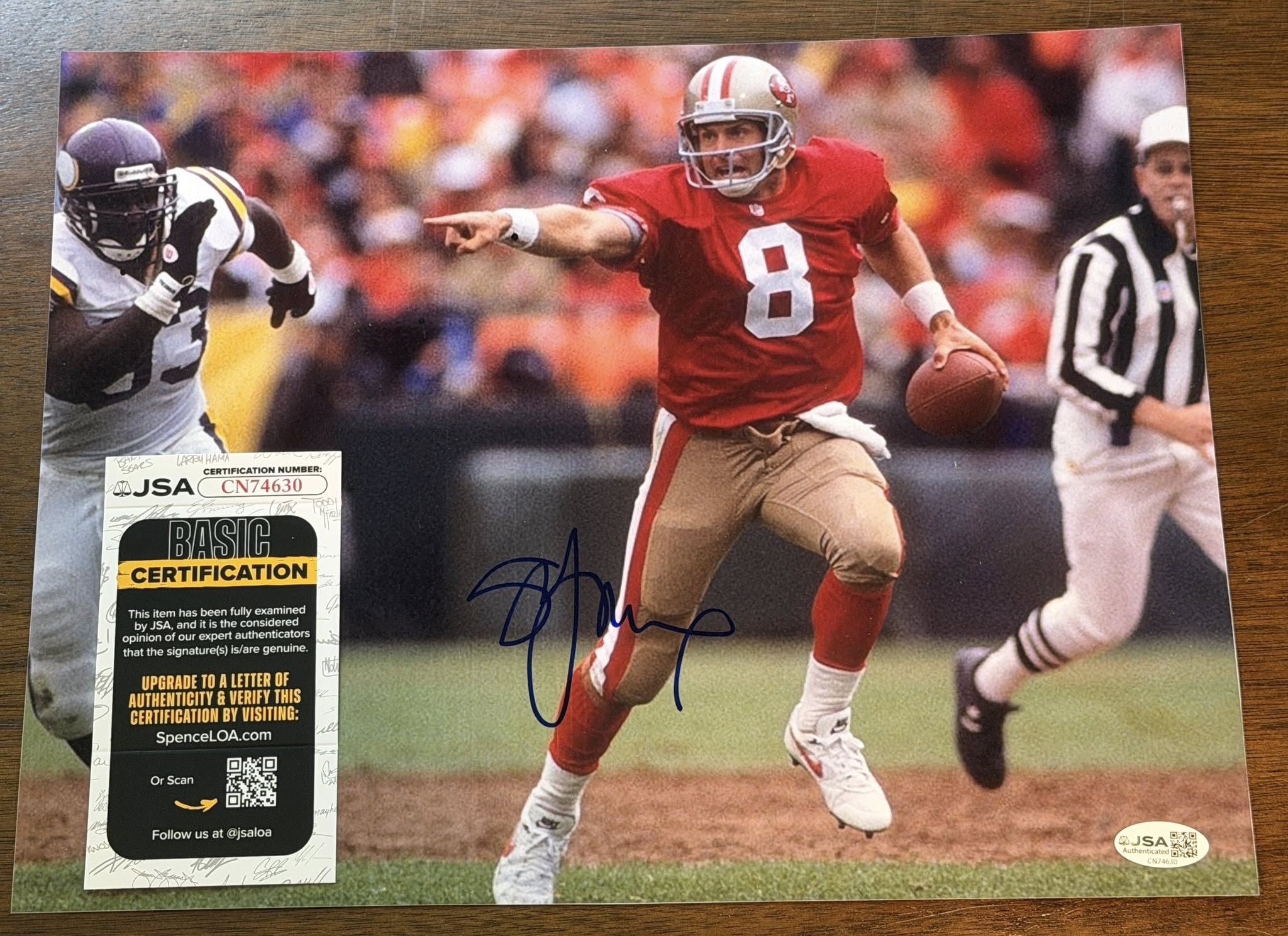 Steve Young San Francisco 49ers Autographed 11x14 Photo JSA COA