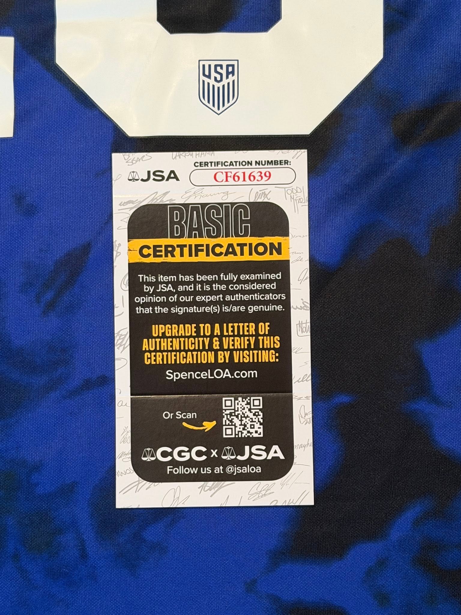 Christian Pulisic Autographed USA Jersey JSA COA