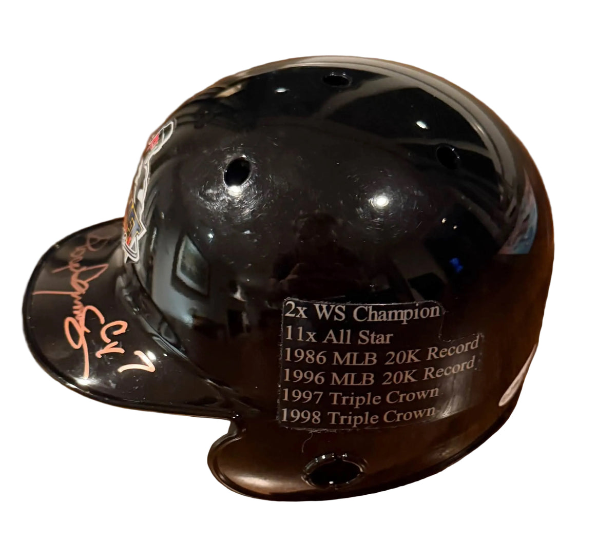 Roger Clemens Autographed & Inscribed Rocket Man Stat Mini Helmet JSA COA