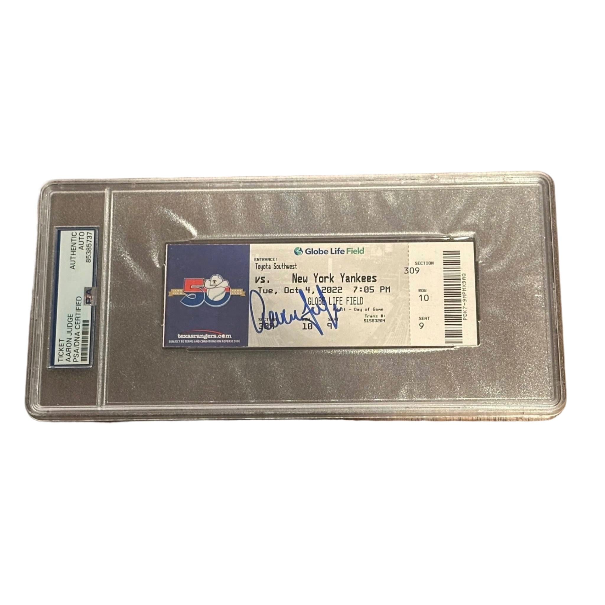 Aaron Judge New York Yankees Autographed 62nd Home Run Ticket Stub PSA DNA-Right Off The Field