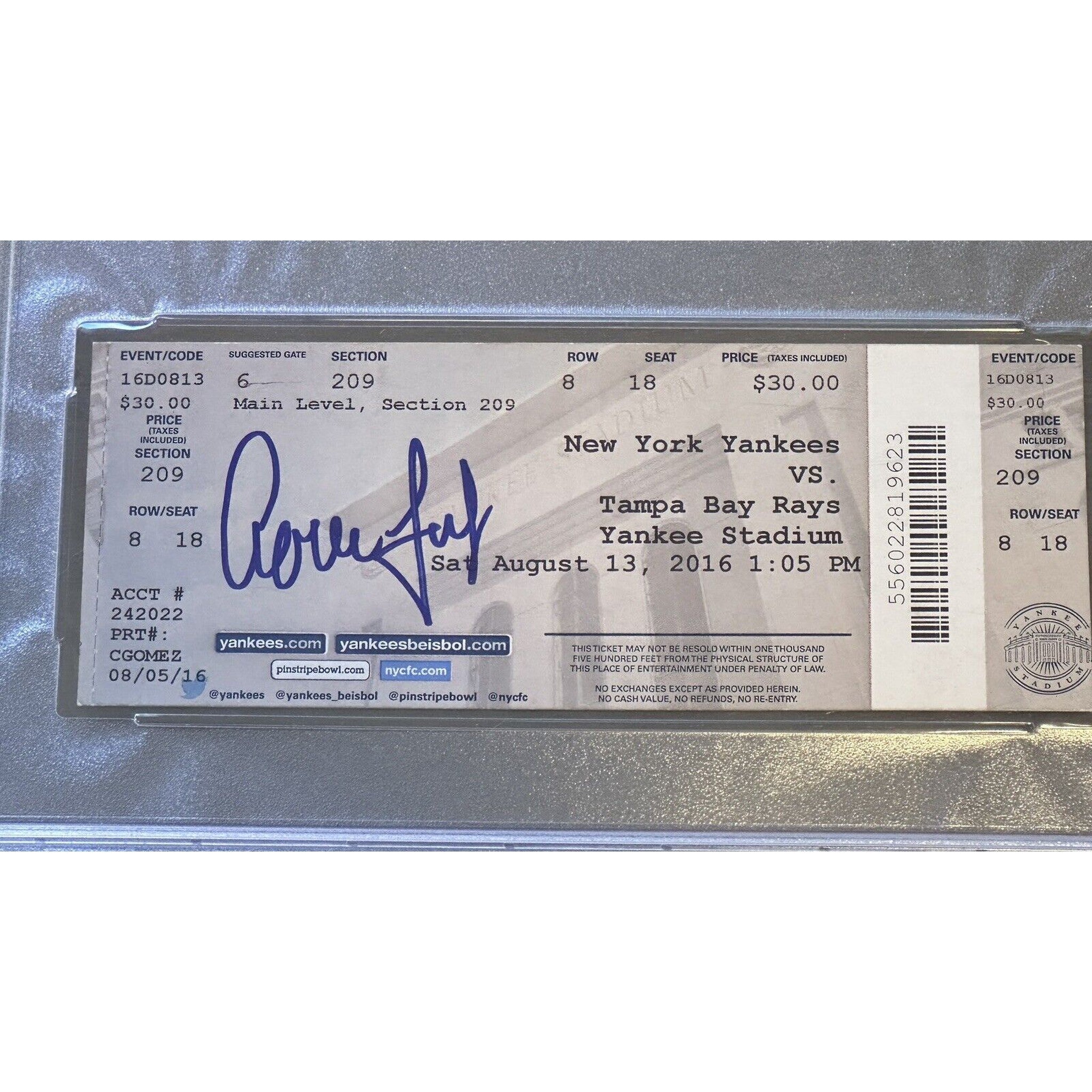 Aaron Judge New York Yankees Signed MLB Debut Ticket Stub 8/13/16 PSA/DNA Auto-Baseball-Right Off The Field