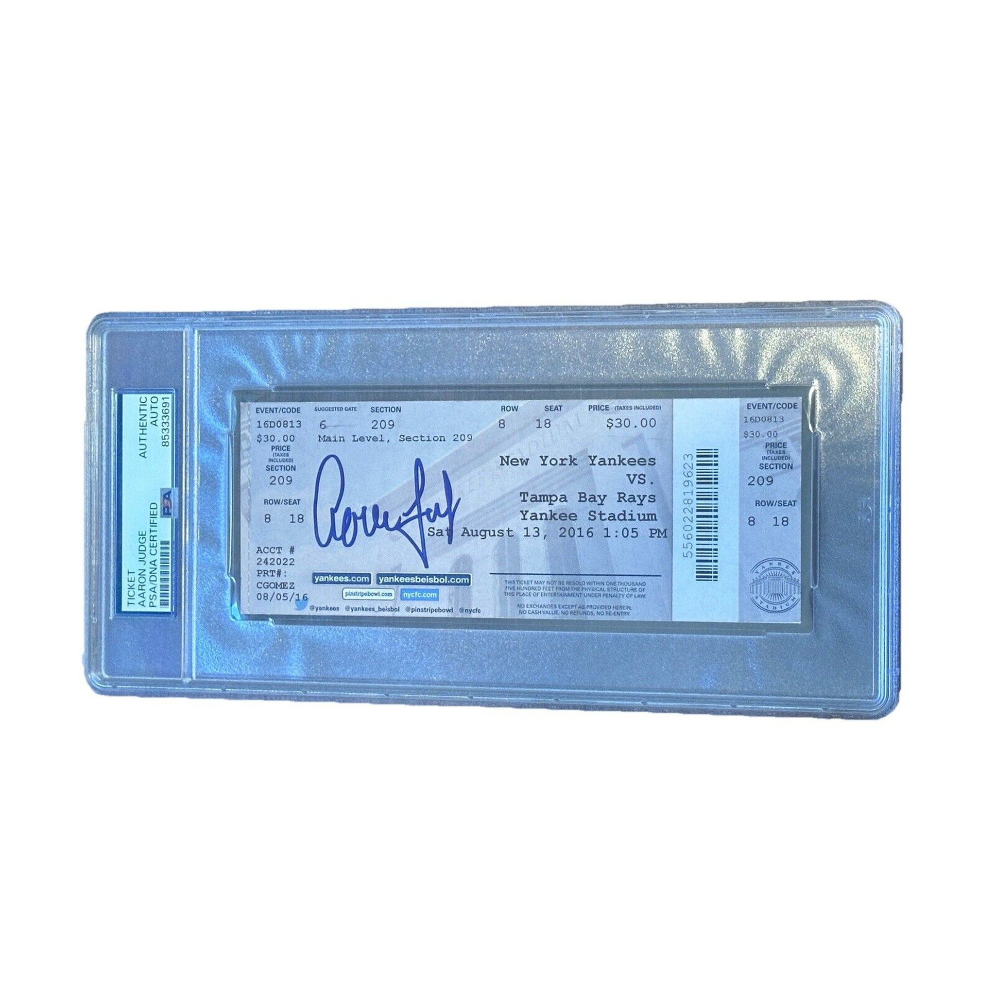 Aaron Judge New York Yankees Signed MLB Debut Ticket Stub 8/13/16 PSA/DNA Auto-Baseball-Right Off The Field