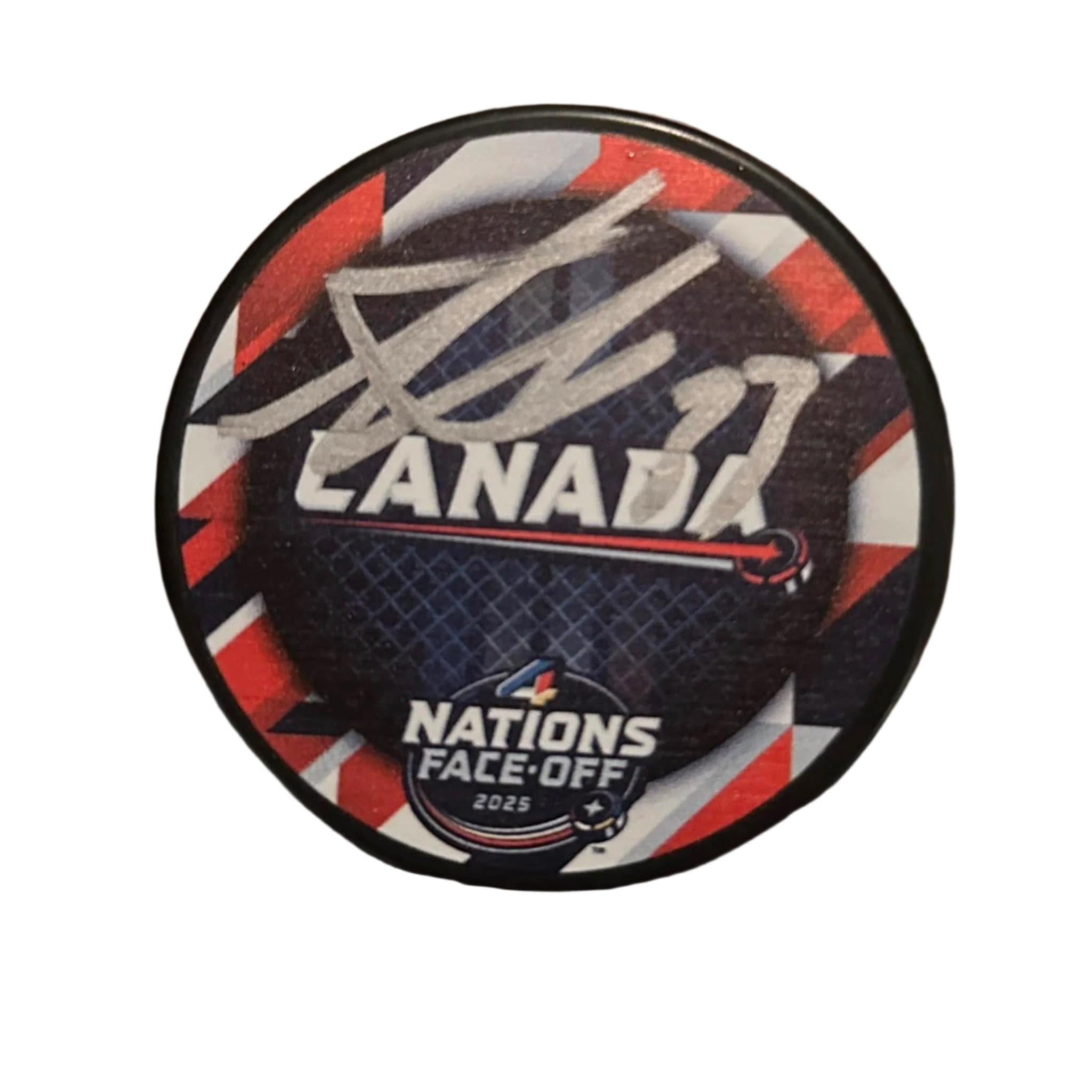 Adin Hill Team Canada Autographed 4 Nations Logo Puck-Right Off The Field