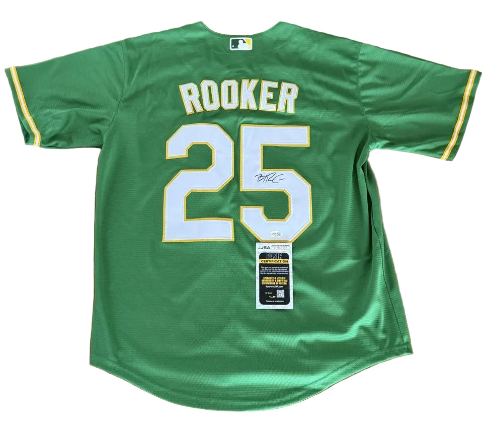 Brent Rooker Autographed Oakland Athletics Jersey JSA COA-Right Off The Field