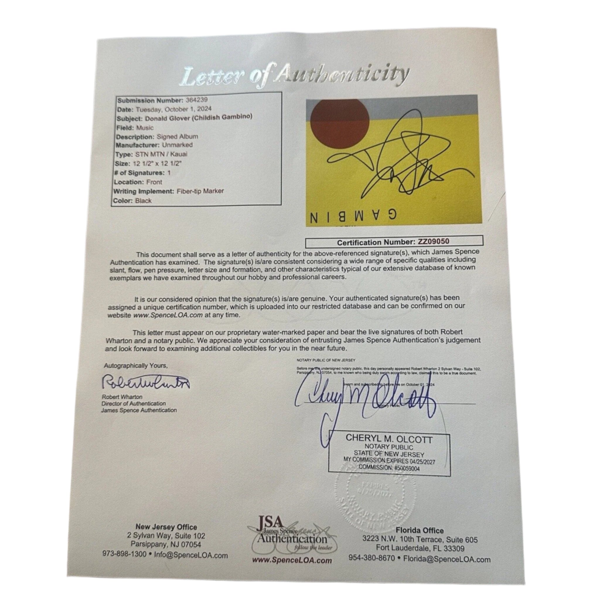 Childish Gambino Donald Glover Autographed STN MTN / Kauai Vinyl Album JSA LOA-Entertainment-Right Off The Field