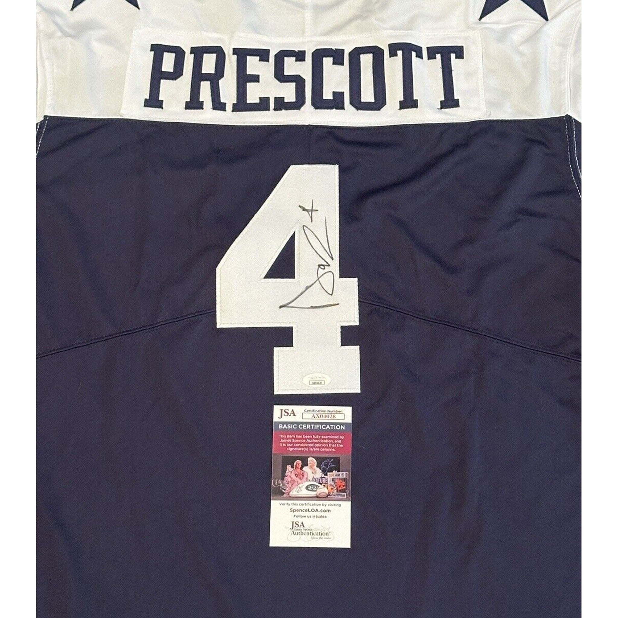 Dak Prescott Autographed Dallas Cowboys Jersey JSA COA-Football-Right Off The Field