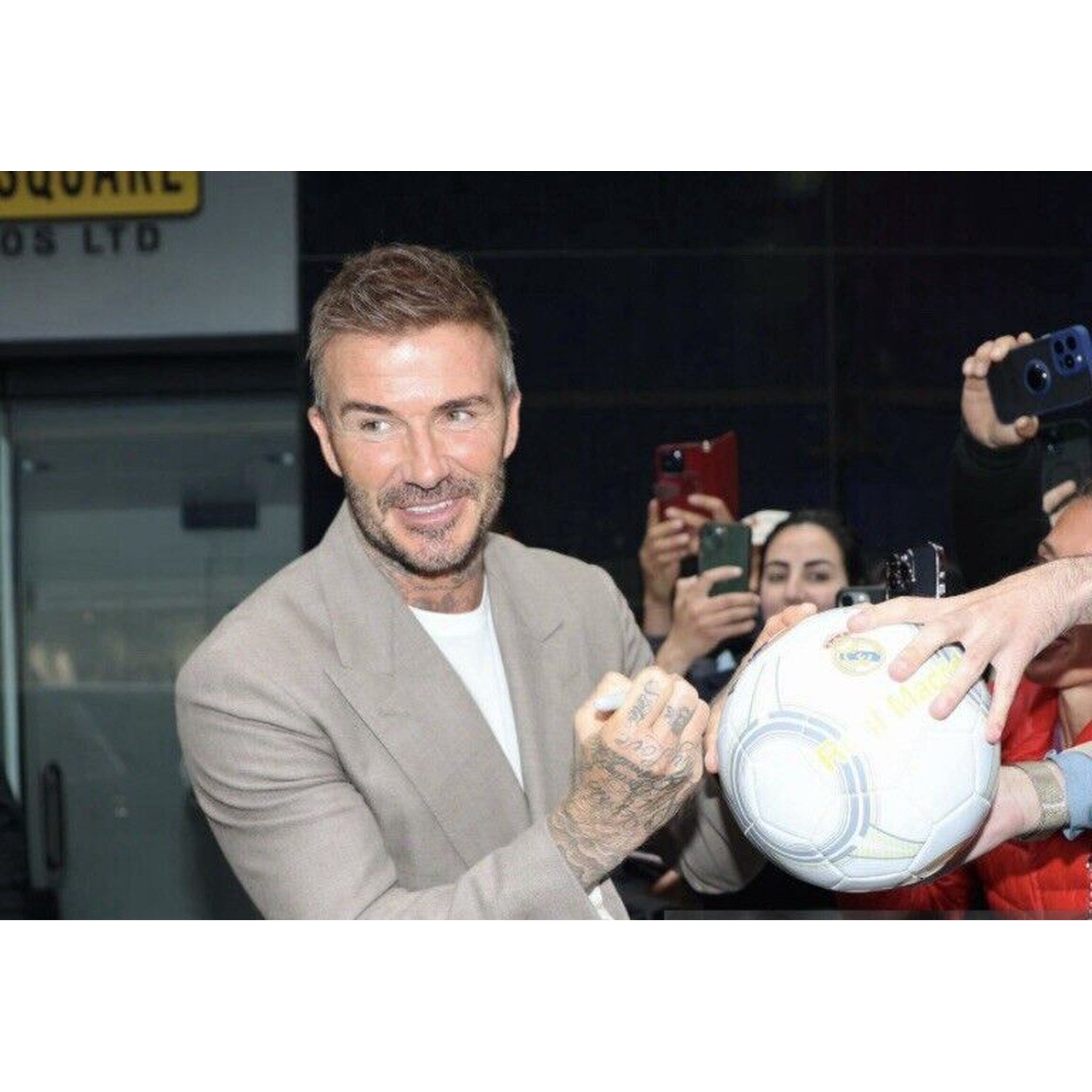 David Beckham Autographed Real Madrid Soccer Ball JSA LOA-Soccer-Right Off The Field