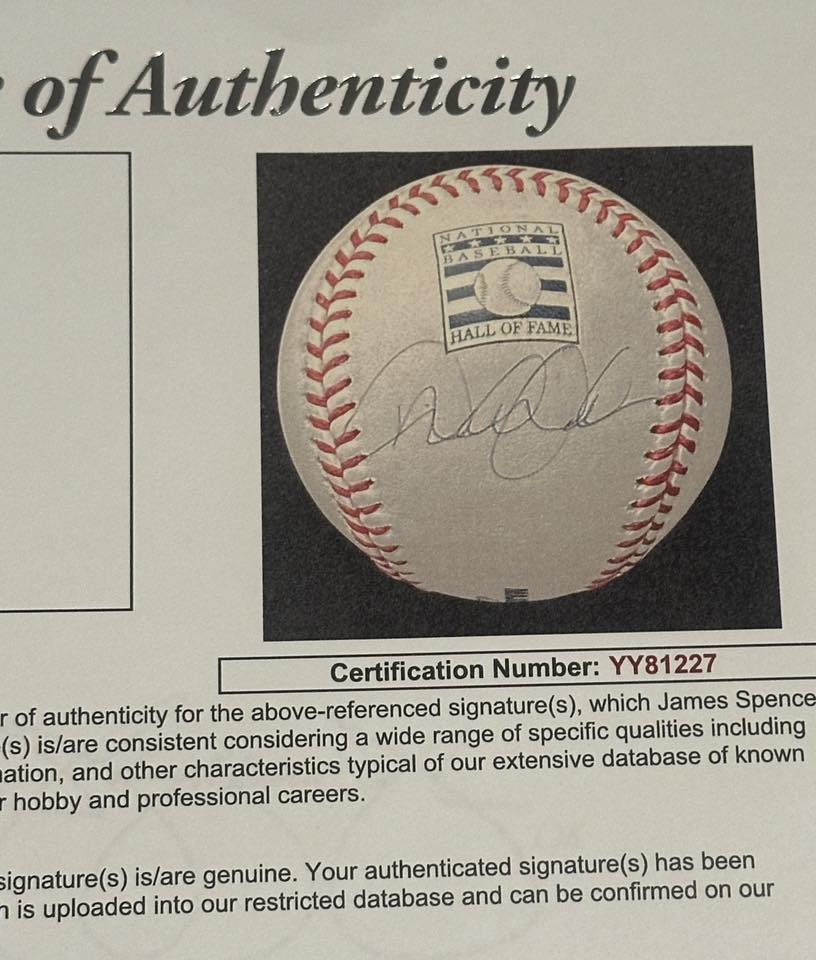 Derek Jeter Autographed Hall of Fame MLB Baseball JSA LOA New York Yankees-Right Off The Field