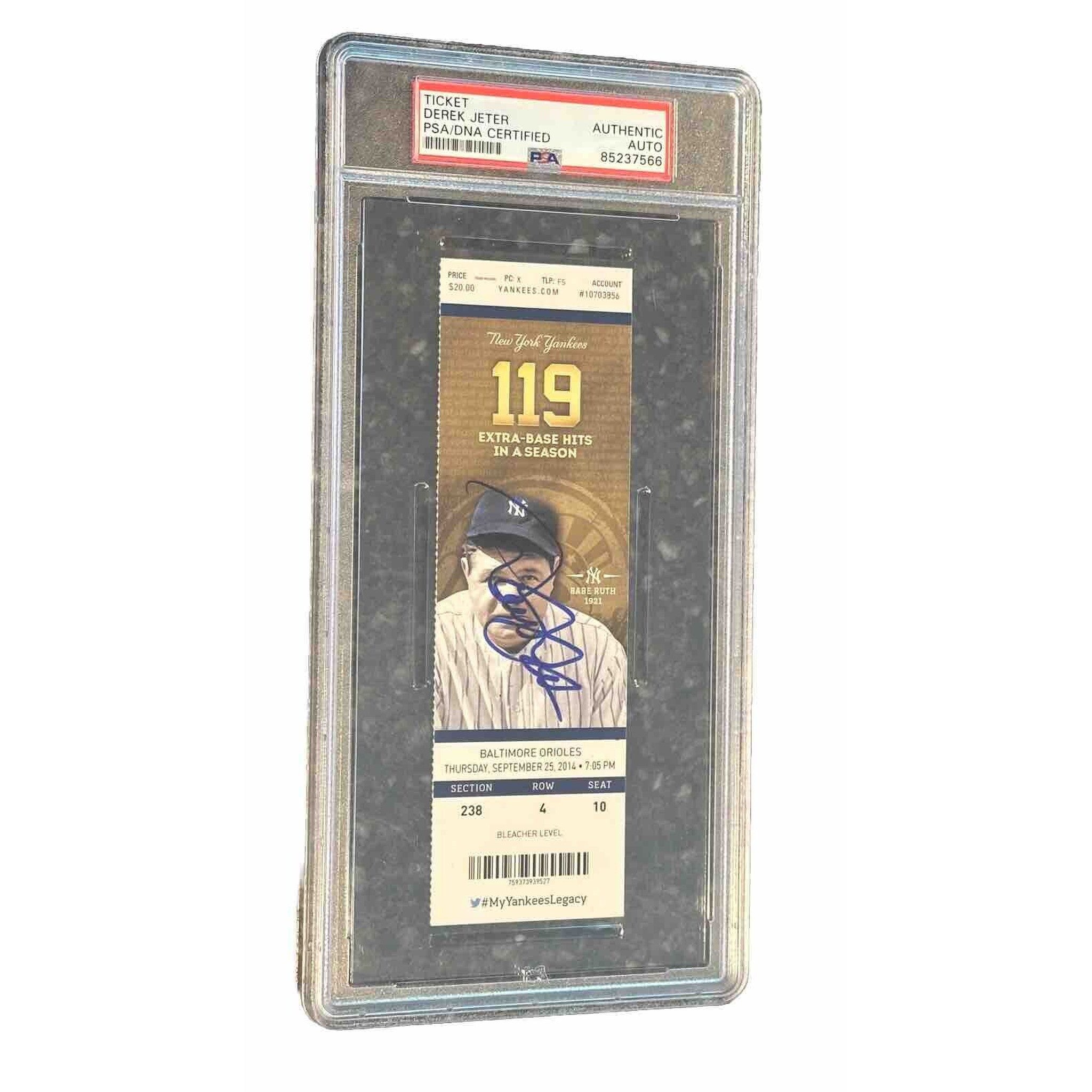 Derek Jeter Autographed Yankee Stadium Final Game Ticket Stub 9/25/14 PSA/DNA-Baseball-Right Off The Field