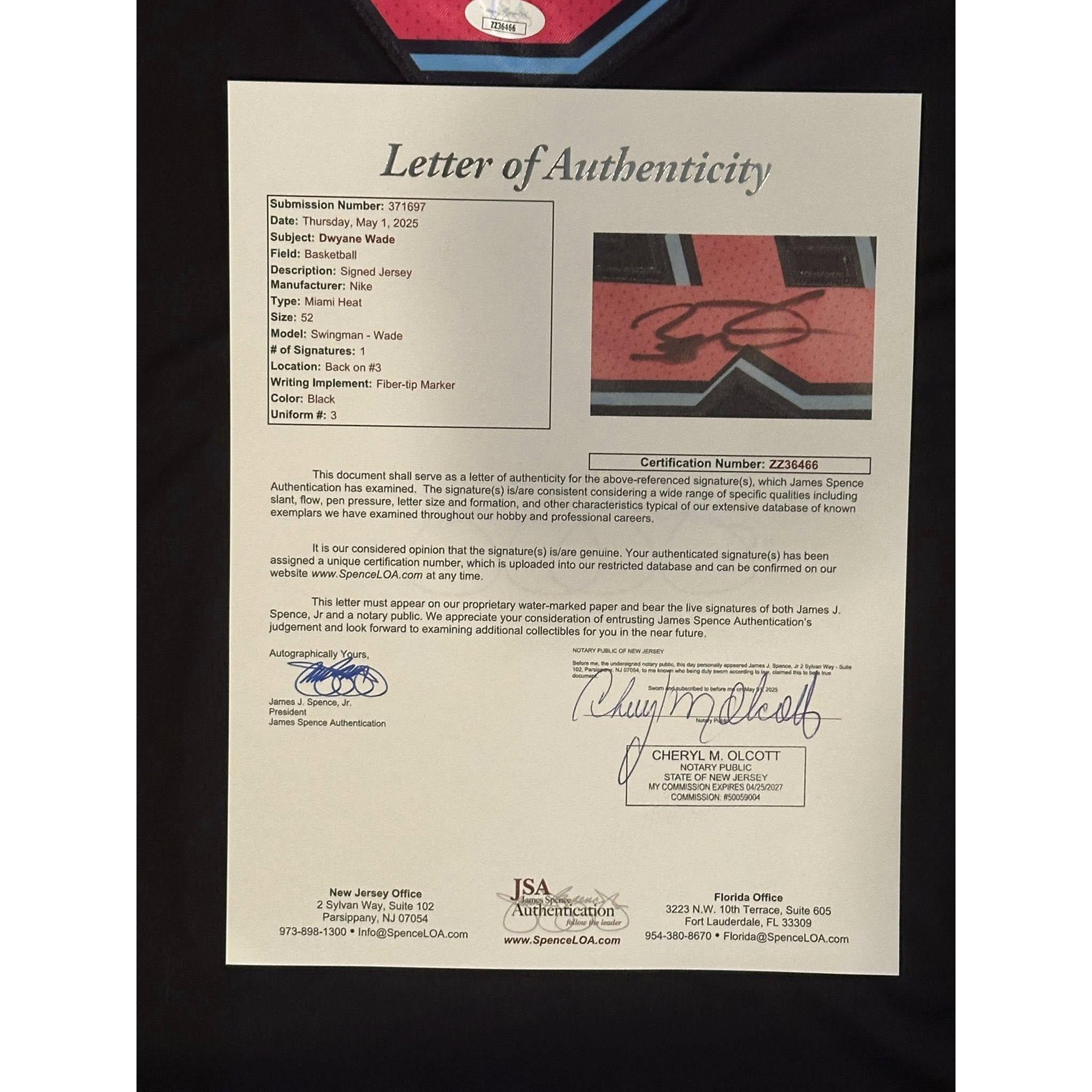Dwyane Wade Autographed Miami Heat City Edition Jersey JSA LOA-Right Off The Field