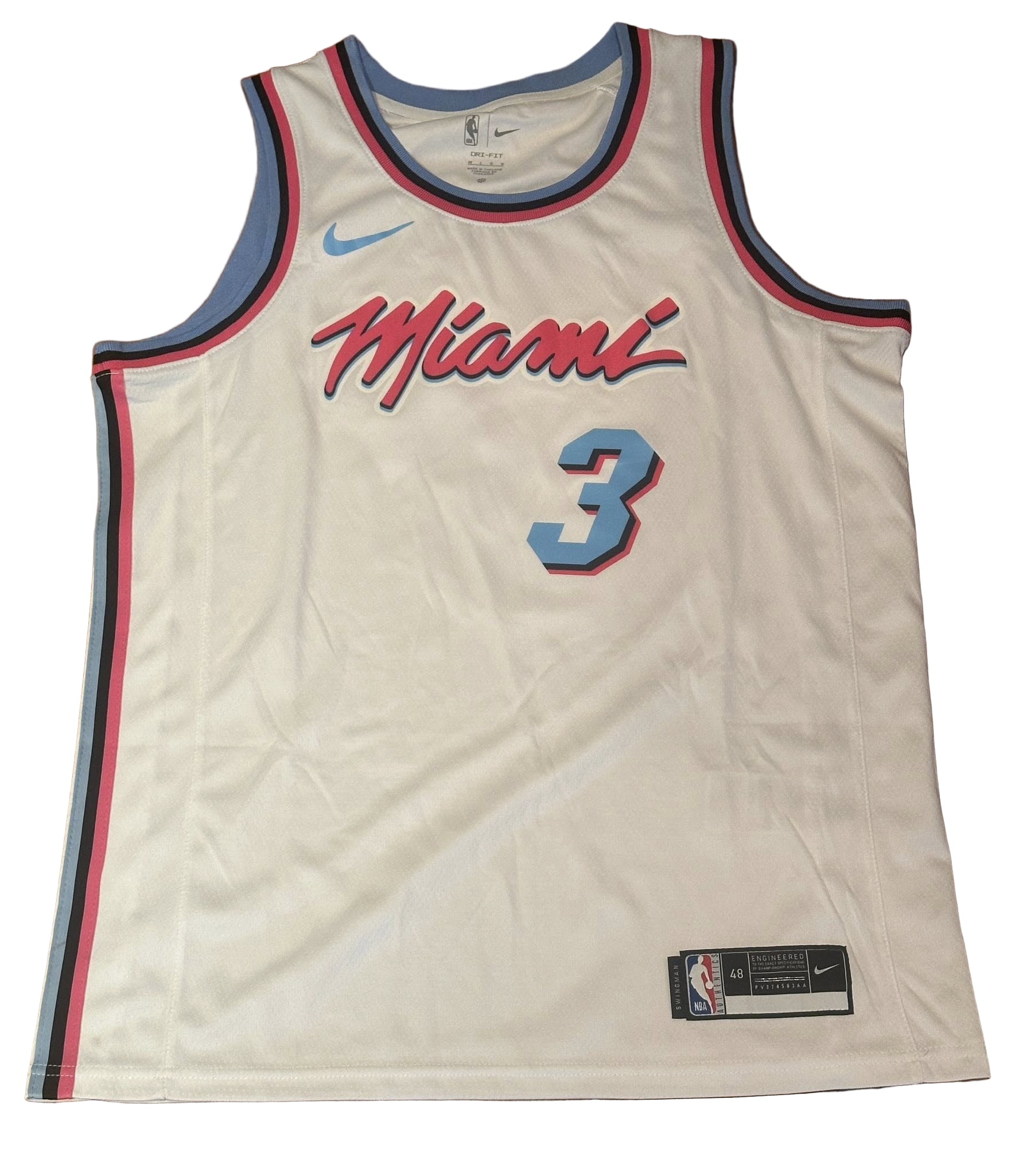 Dwyane Wade Autographed Miami Heat City Edition White Vice Jersey JSA COA-Right Off The Field
