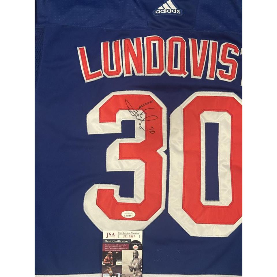 Henrik Lundqvist Autographed New York Rangers Jersey JSA COA-Right Off The Field