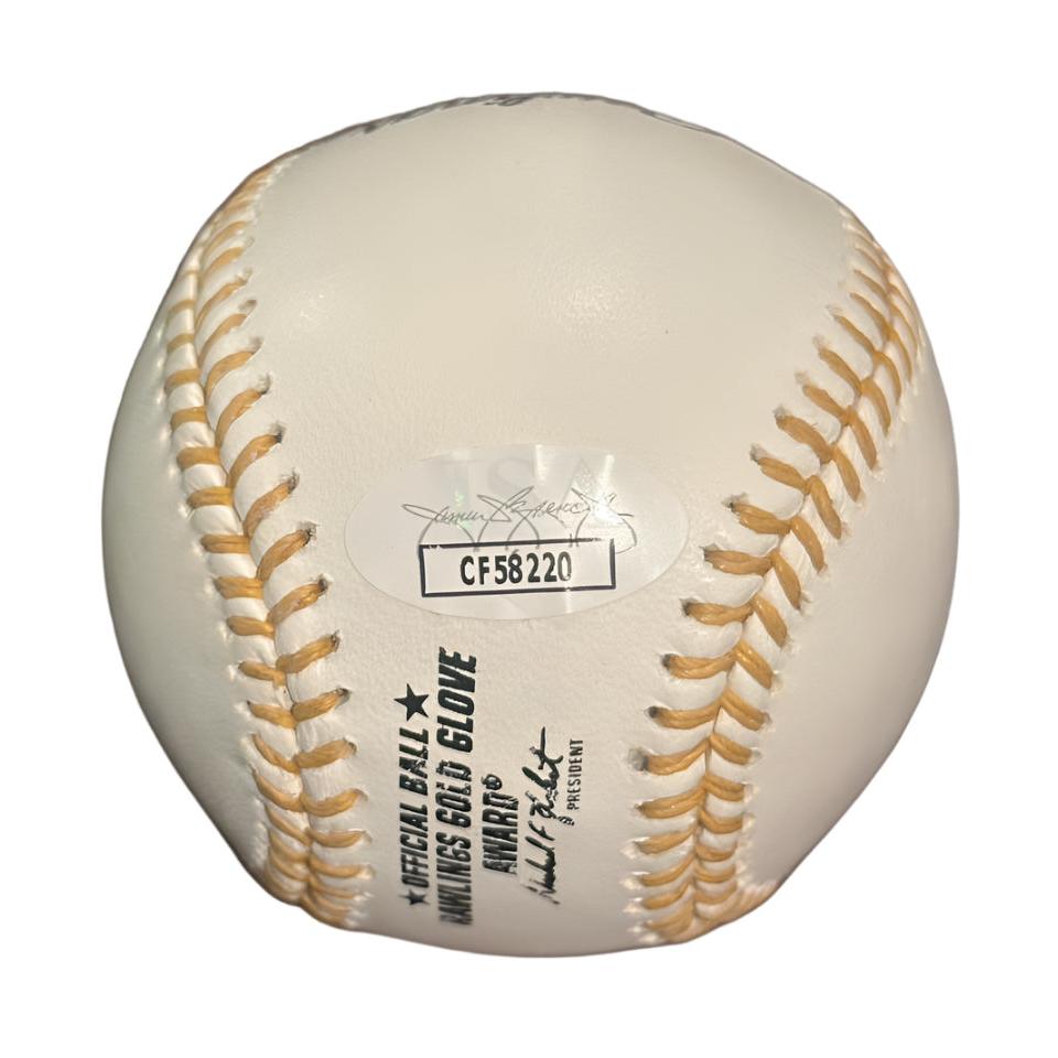 Jason Varitek Boston Red Sox Autographed Gold Glove Award Baseball JSA COA-Right Off The Field