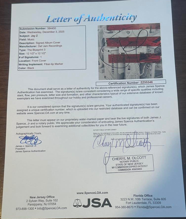 Jay-Z Signed Autographed The Blueprint 3 VINYL LP JSA LOA-Right Off The Field