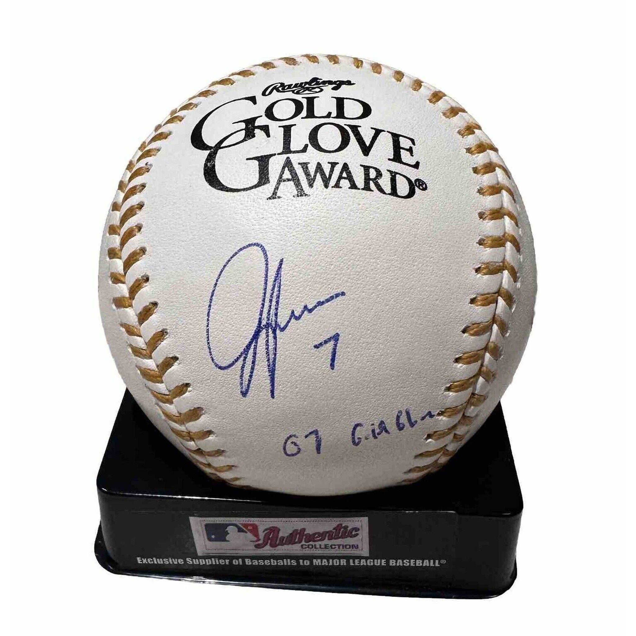Jeff Francoeur Autographed Gold Glove Award Baseball “07 Gold Glove” Inscription-Baseball-Right Off The Field