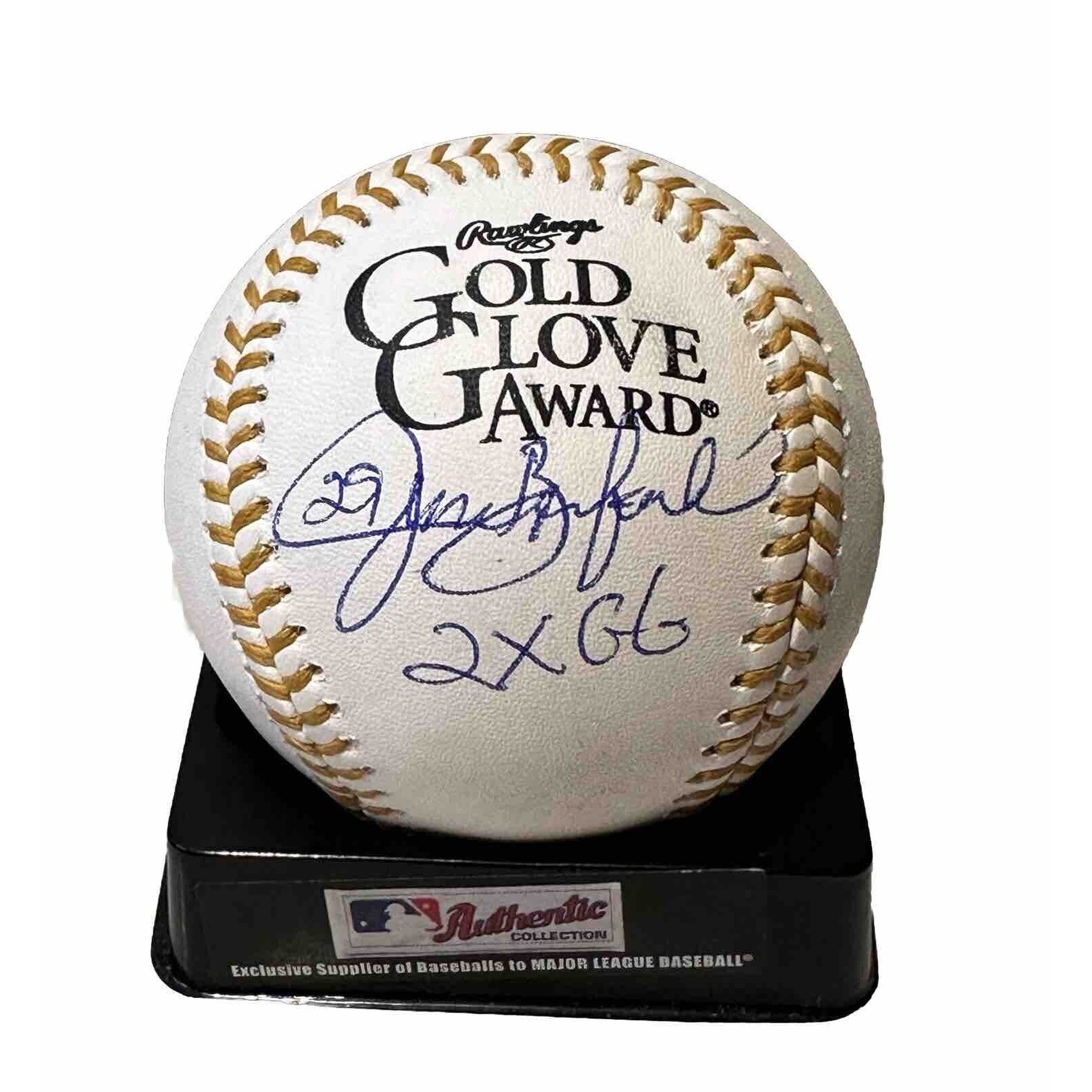 Jesse Barfield Autographed + Inscribed “2x GG” Gold Glove Award Baseball-Baseball-Right Off The Field