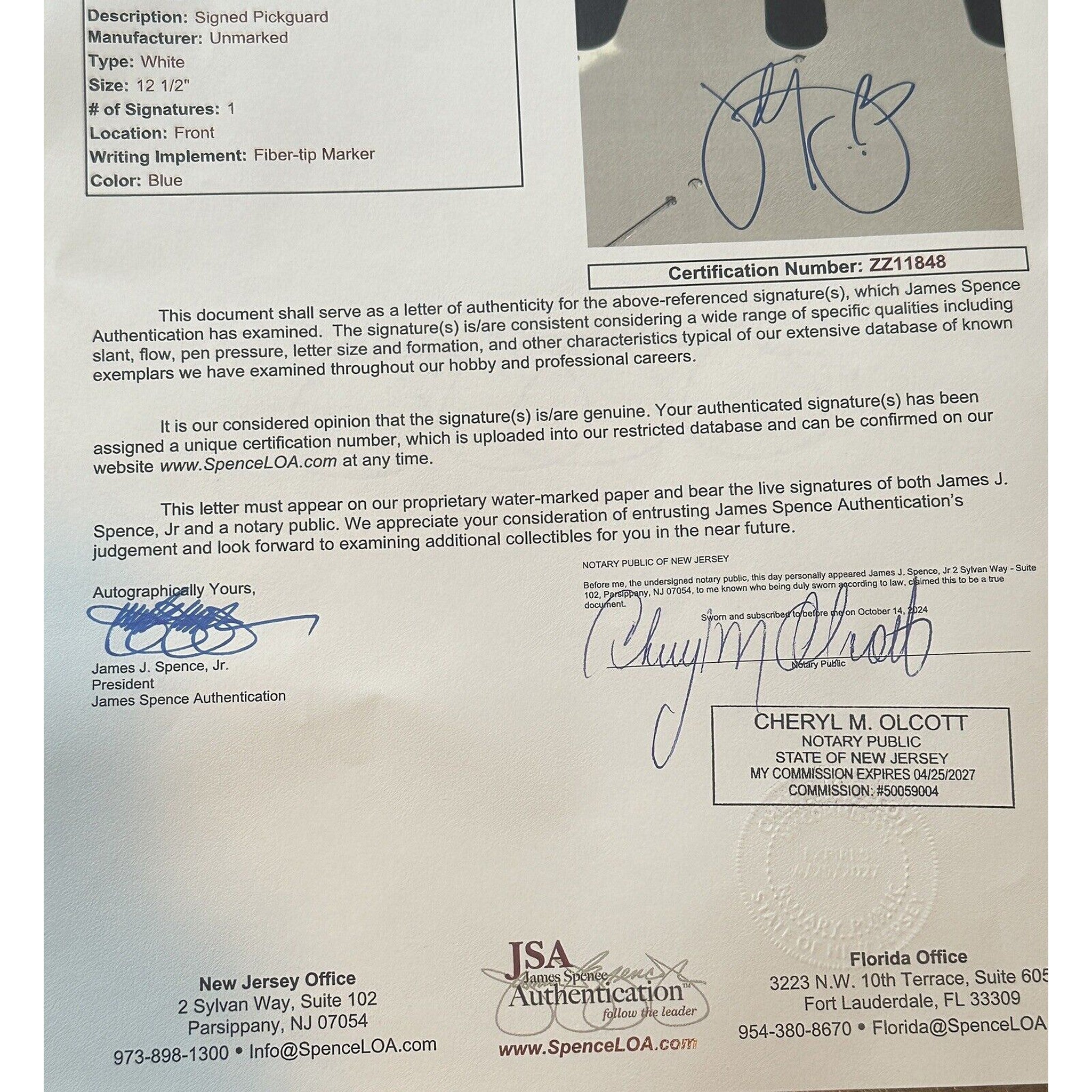 Katy Perry Signed Autographed Pick Guard JSA LOA-Entertainment-Right Off The Field