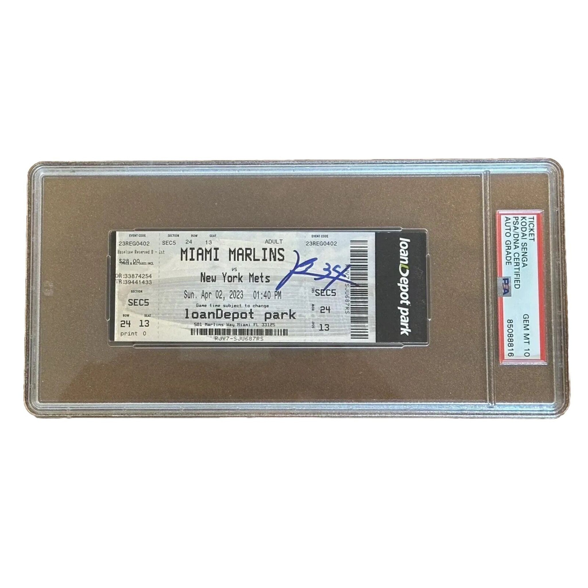 Kodai Senga NY Mets Autographed MLB Debut Ticket 4/2/23 PSA/DNA Gem Mint 10-Baseball-Right Off The Field