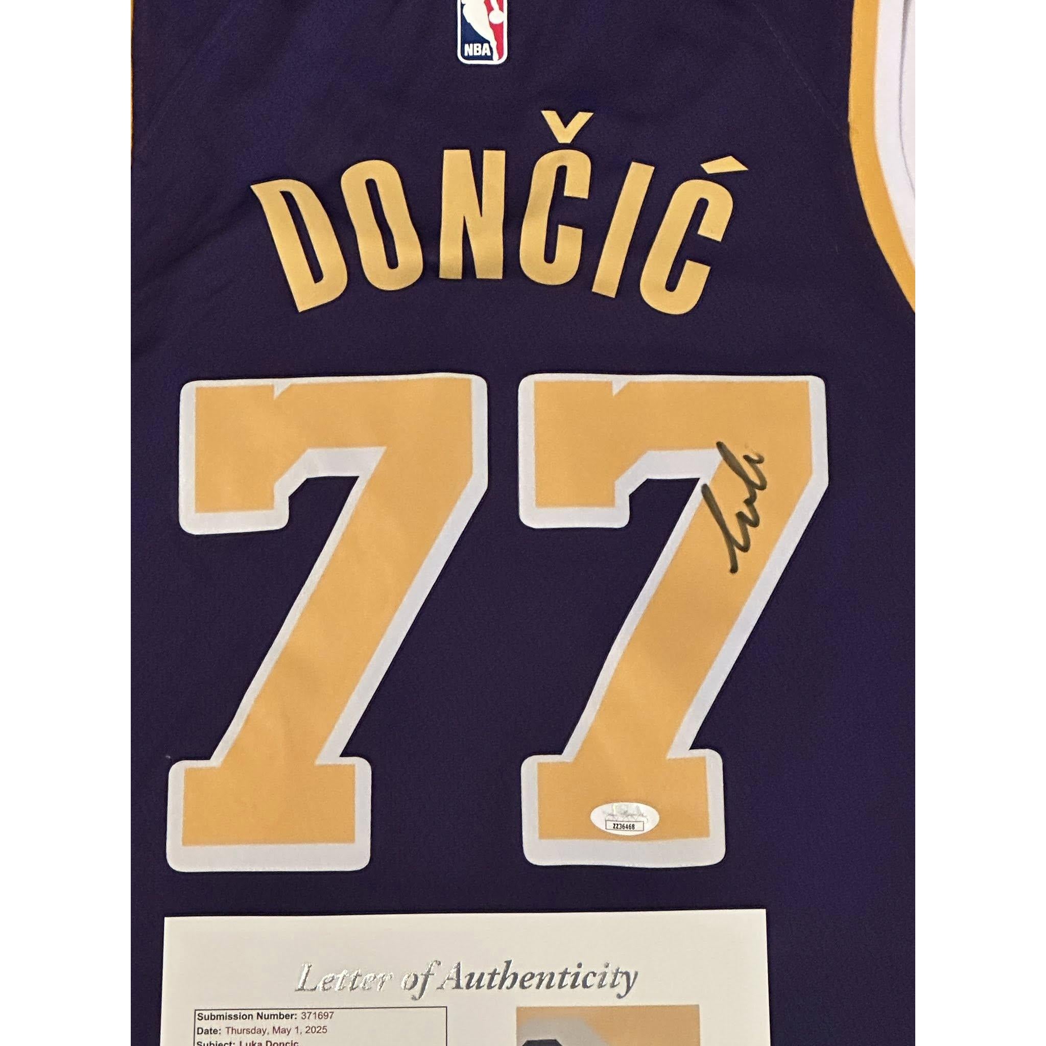 Luka Doncic Autographed Los Angeles Lakers Jersey JSA LOA-Right Off The Field