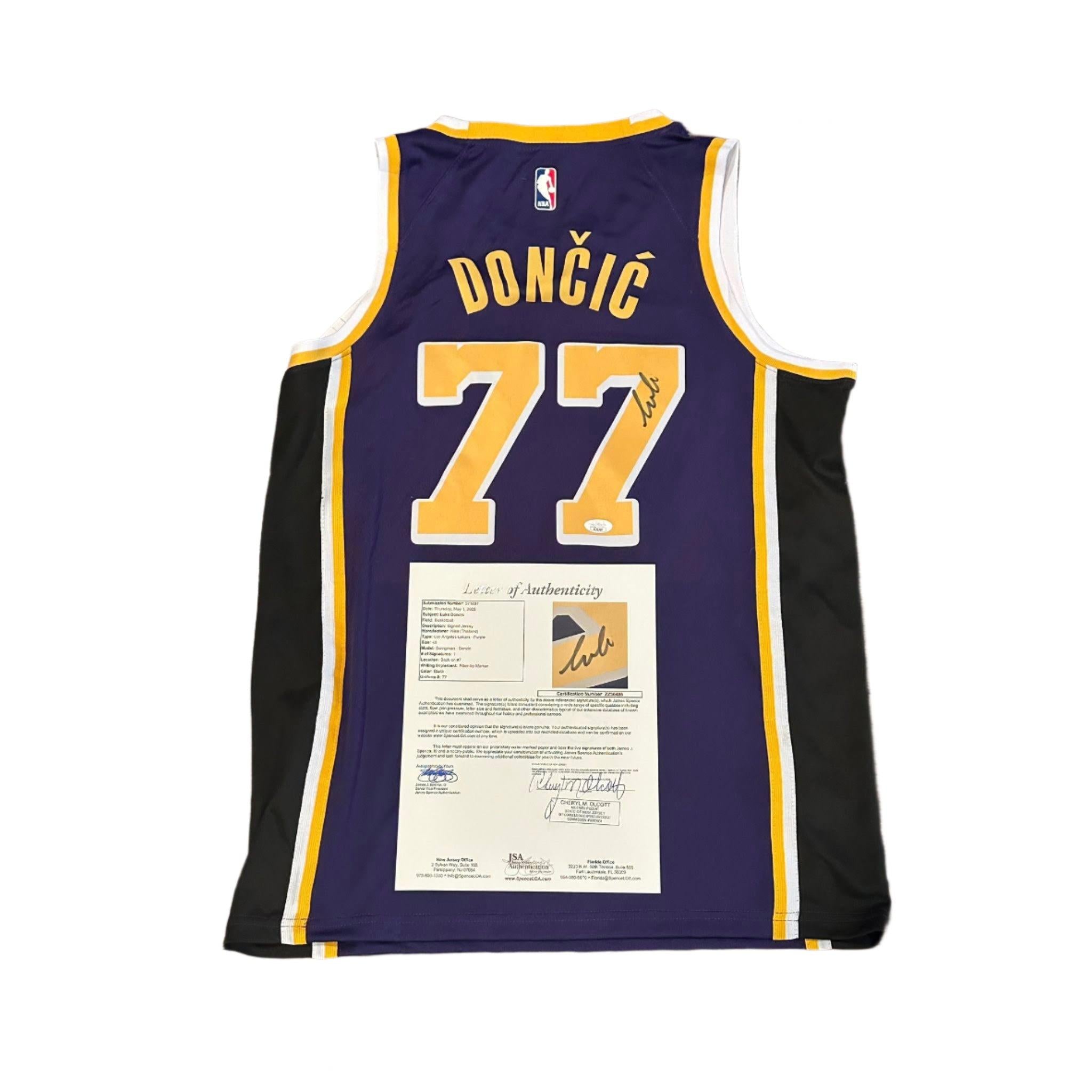 Luka Doncic Autographed Los Angeles Lakers Jersey JSA LOA-Right Off The Field