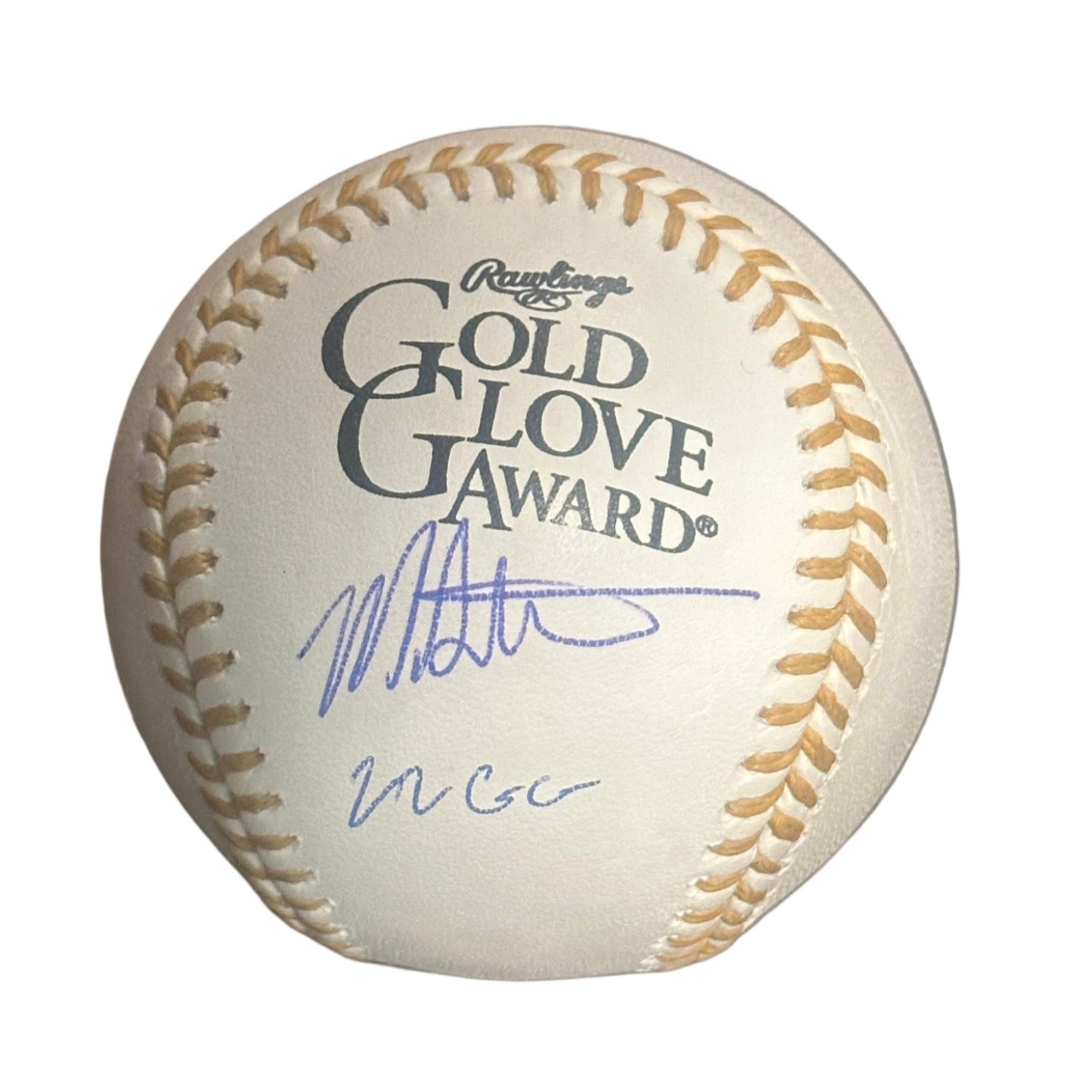 Myles Straw Autographed Gold Glove Award Baseball (22 GG Inscription)-Right Off The Field