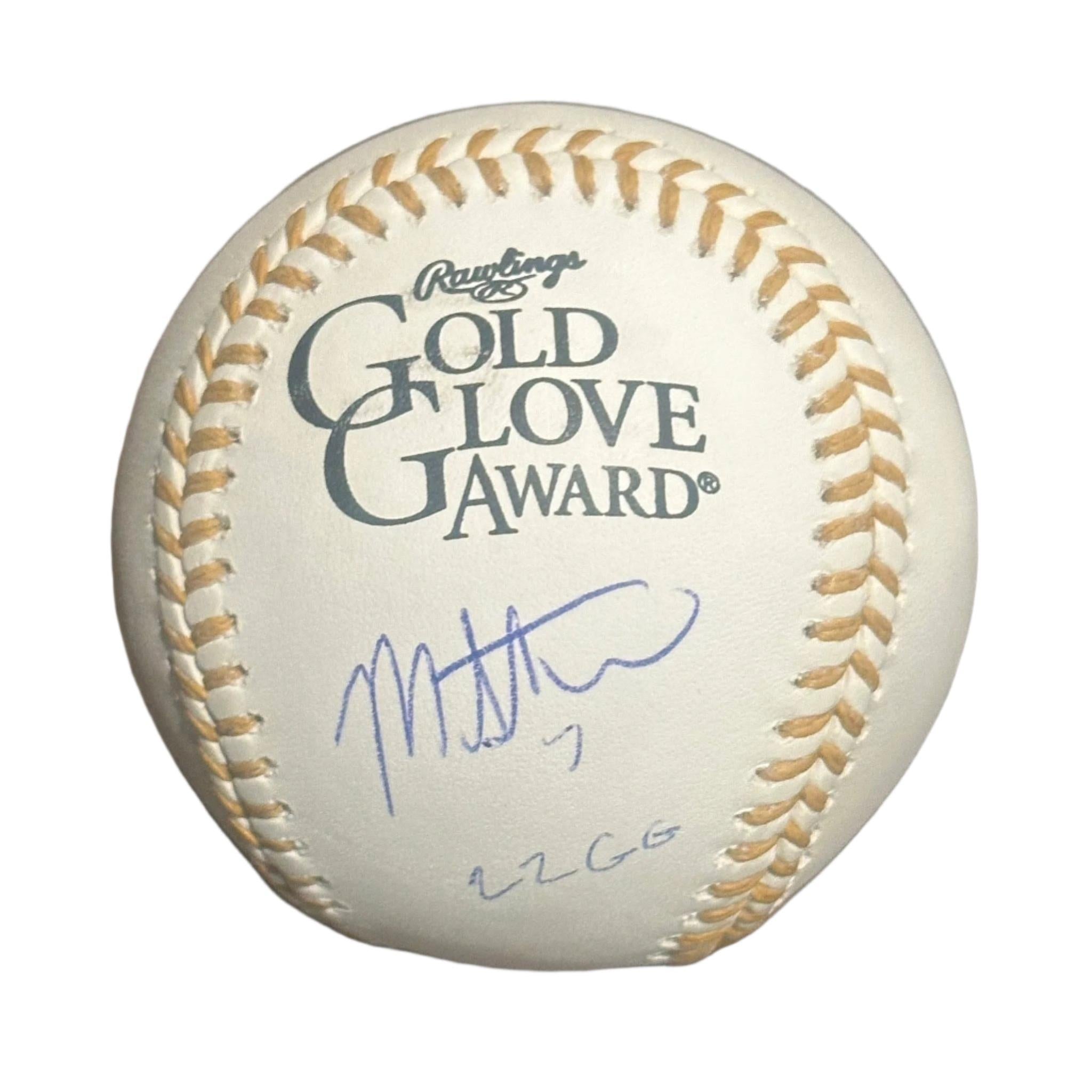 Myles Straw Autographed Gold Glove Award Baseball (22 GG Inscription)-Right Off The Field