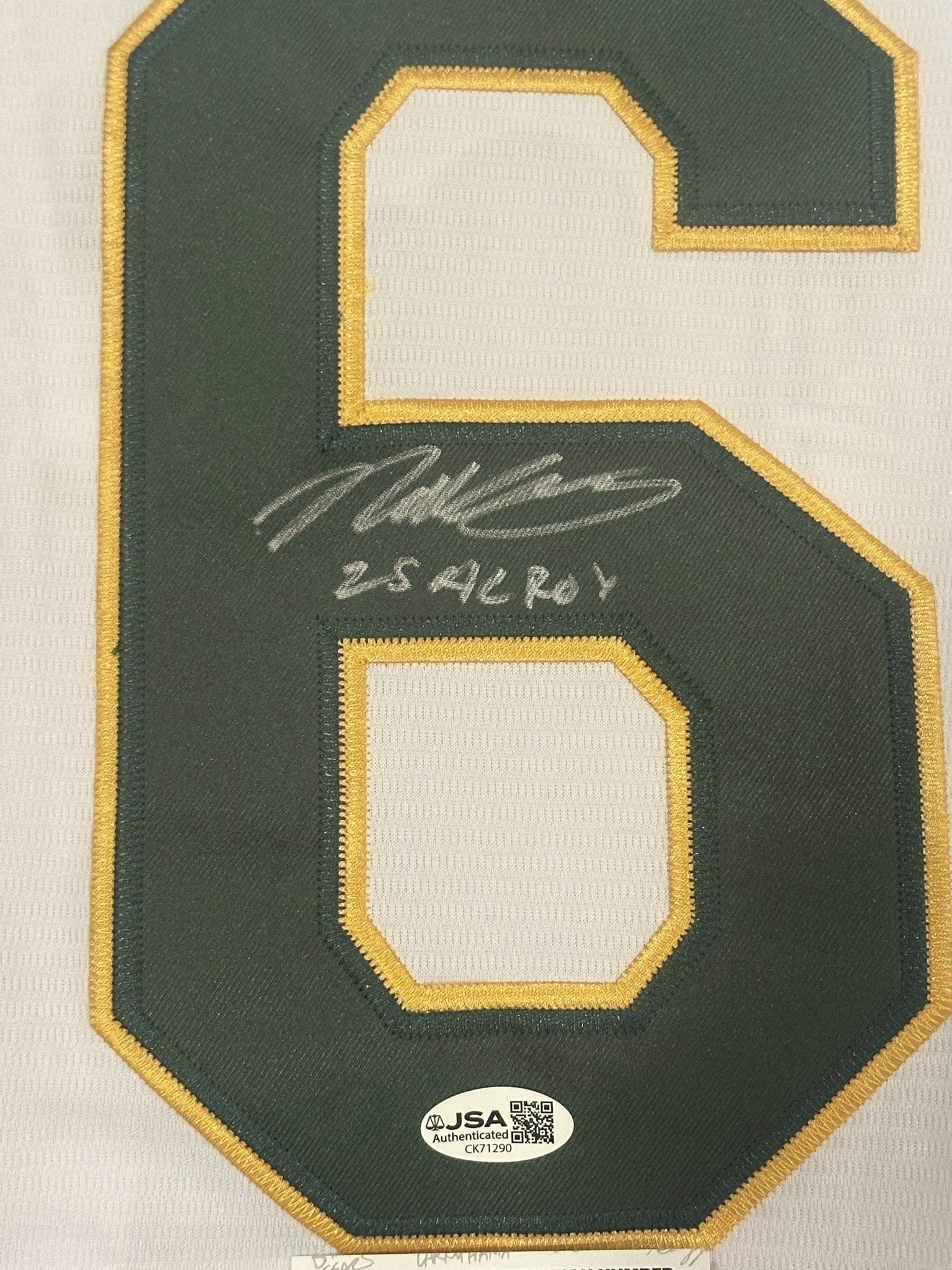 Nick Kurtz Autographed Athletics Jersey "25 AL ROY" Inscription JSA COA-Right Off The Field