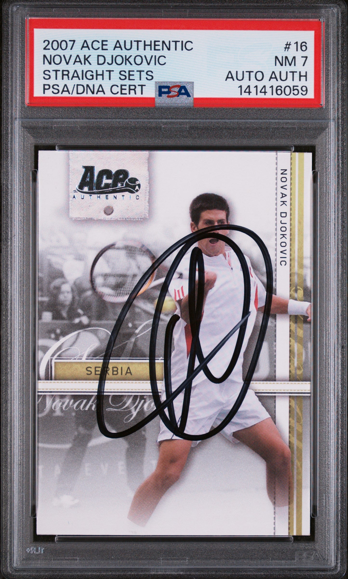 Novak Djokovic Autographed 2007 Ace Authentic Straight Sets #16 NM 7-Right Off The Field