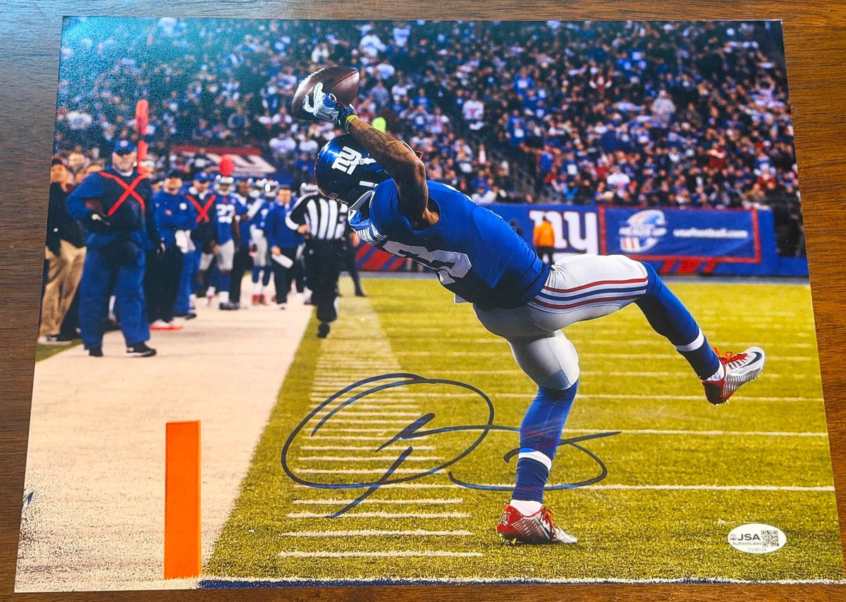 Odell Beckham Jr. Autographed 11x14 "The Catch" Photo JSA COA New York Giants-Right Off The Field