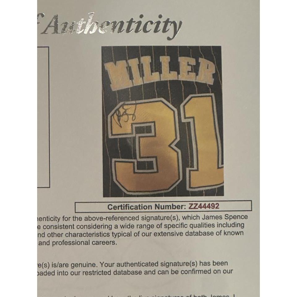 Reggie Miller Autographed Indiana Pacers Jersey JSA LOA-Right Off The Field