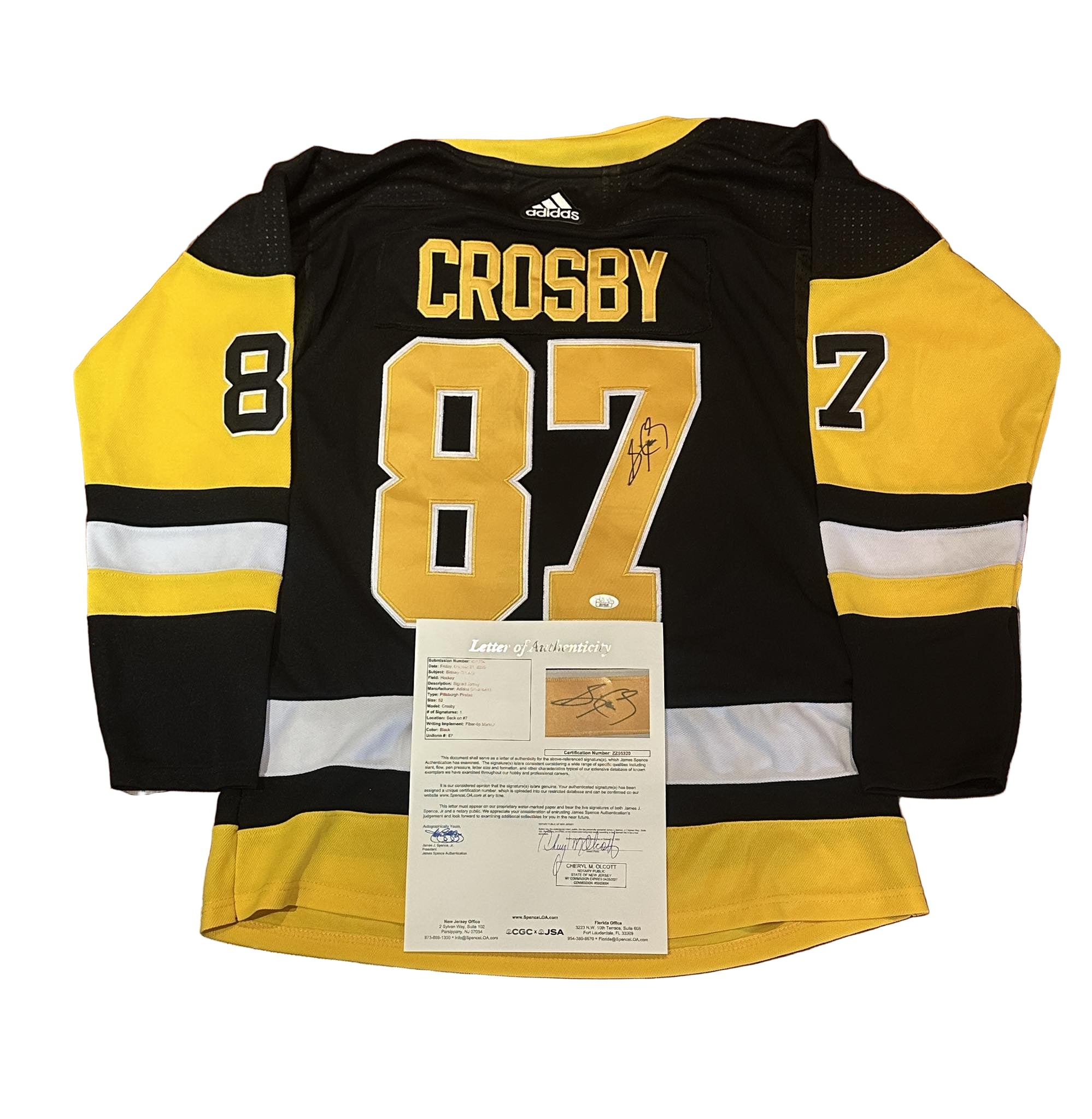 Sidney Crosby Signed Autographed Pittsburgh Penguins Jersey JSA LOA-Right Off The Field