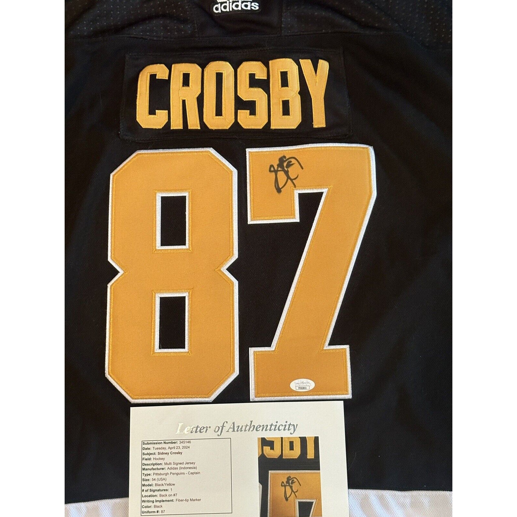 Sidney Crosby Signed Pittsburgh Penguins Jersey JSA LOA Autograph-Hockey-Right Off The Field