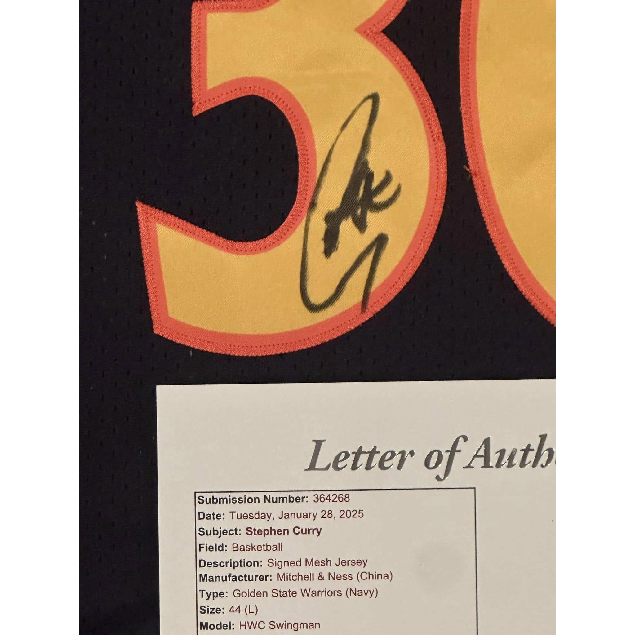 Stephen Curry Autographed Golden State Warriors Throwback Jersey JSA LOA-Right Off The Field