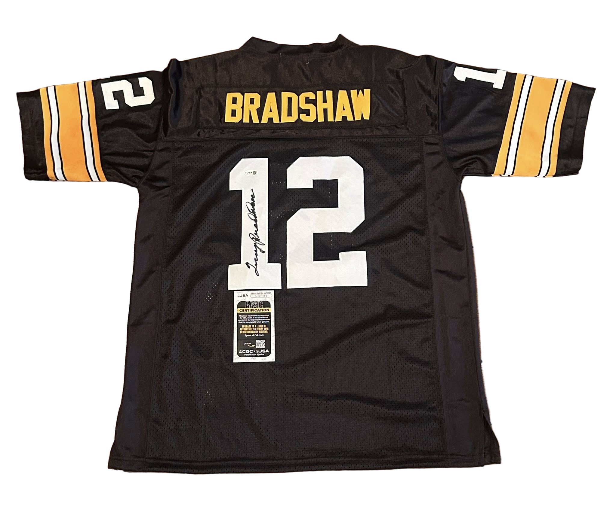 Terry Bradshaw Autographed Pittsburgh Steelers Replica Jersey JSA COA-Right Off The Field