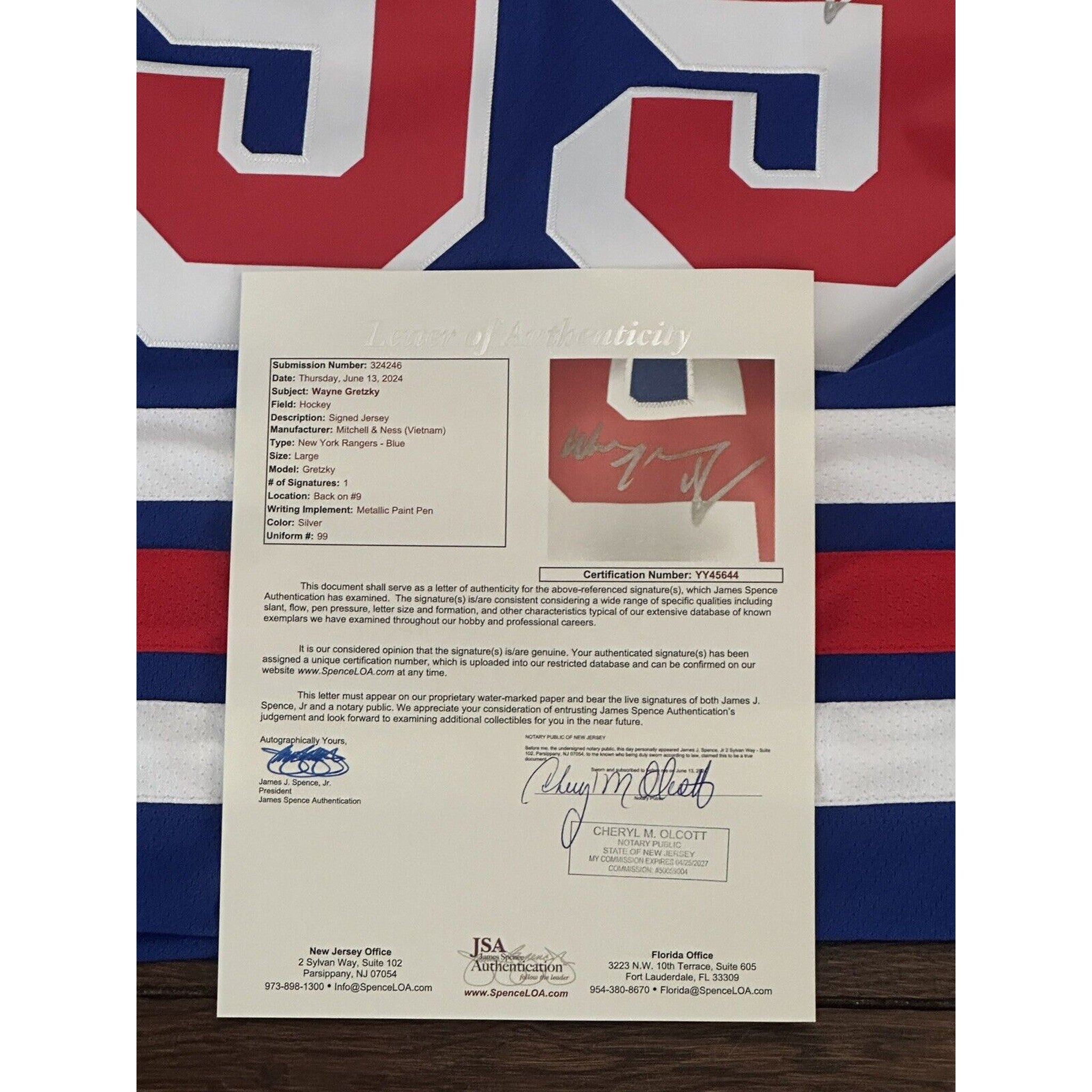 Wayne Gretzky Signed New York Rangers Mitchell & Ness Jersey JSA LOA Size Large-Hockey-Right Off The Field