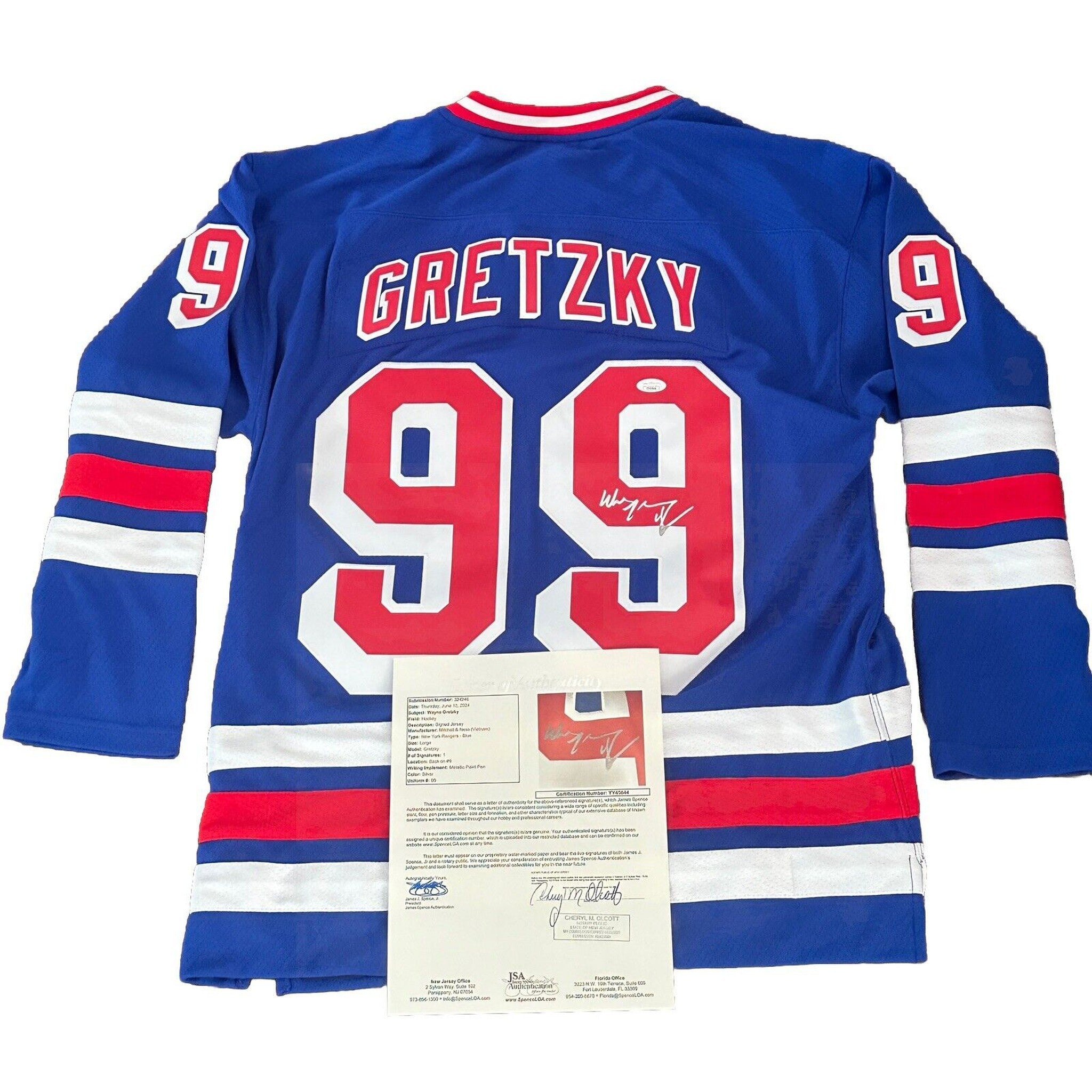 Wayne Gretzky Signed New York Rangers Mitchell & Ness Jersey JSA LOA Size Large-Hockey-Right Off The Field