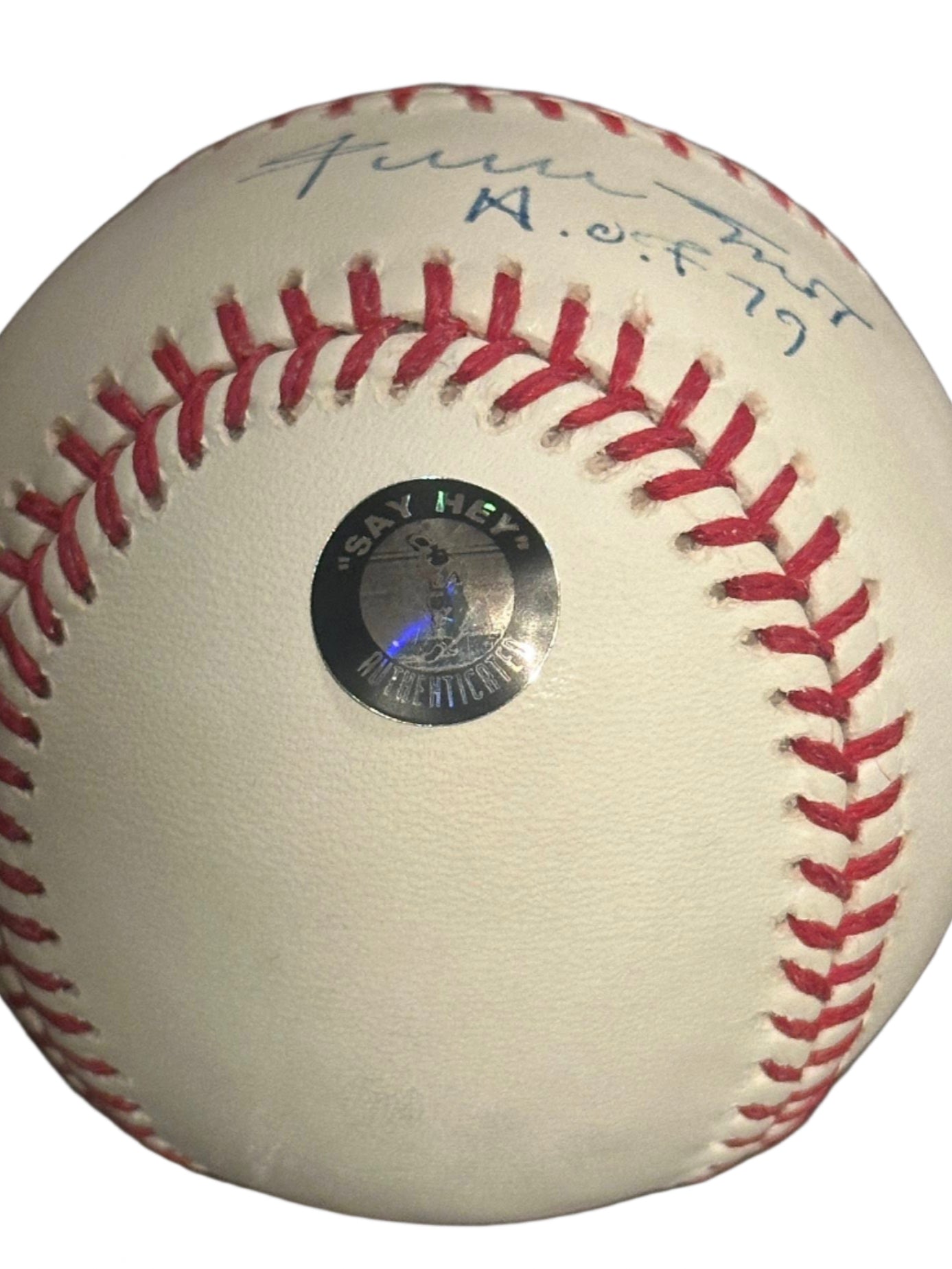 Willie Mays Signed Official MLB Baseball Inscribed "HOF 79" Say Hey Hologram-Right Off The Field