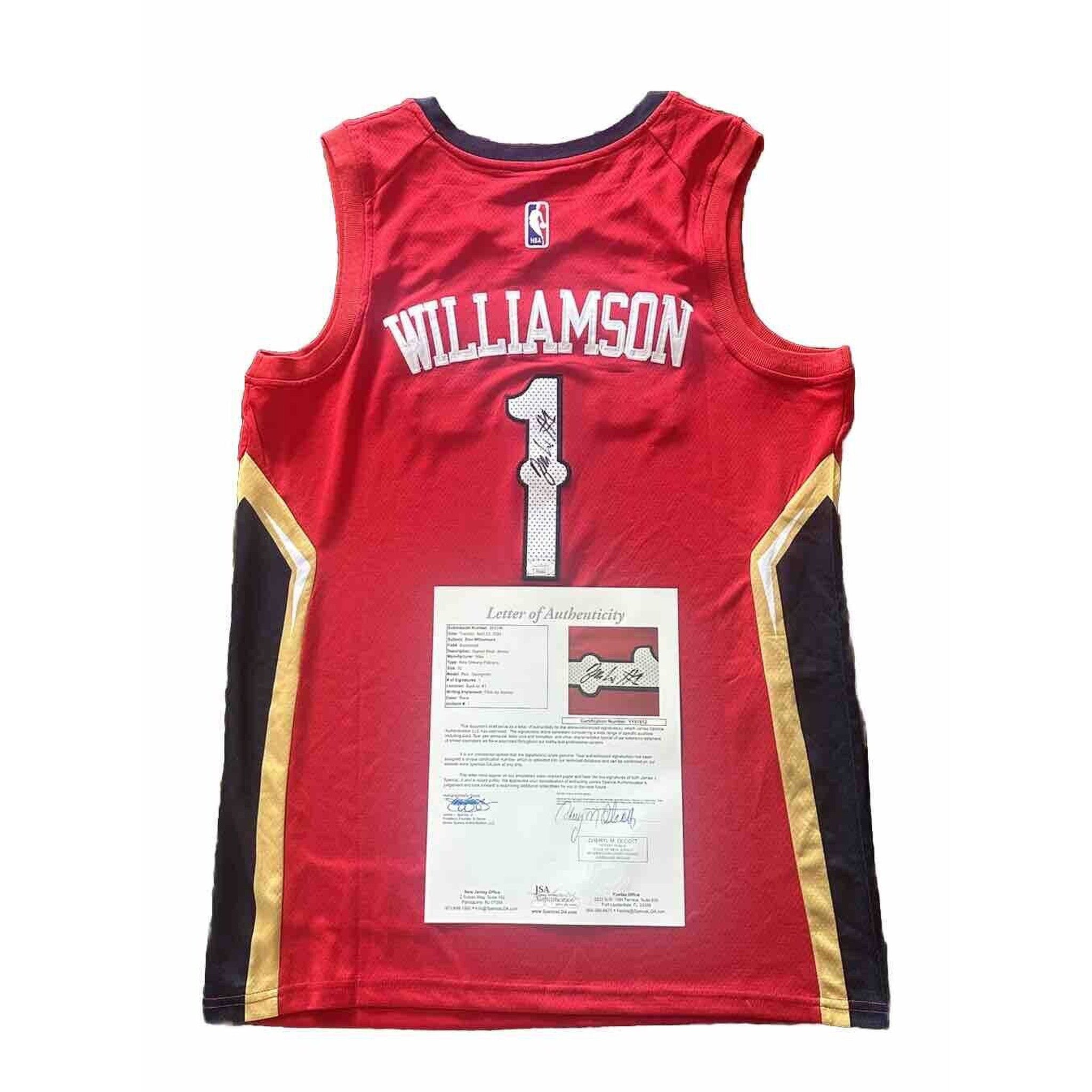 Zion Williamson Autographed New Orleans Pelicans Jersey JSA LOA Size 52-Basketball-Right Off The Field