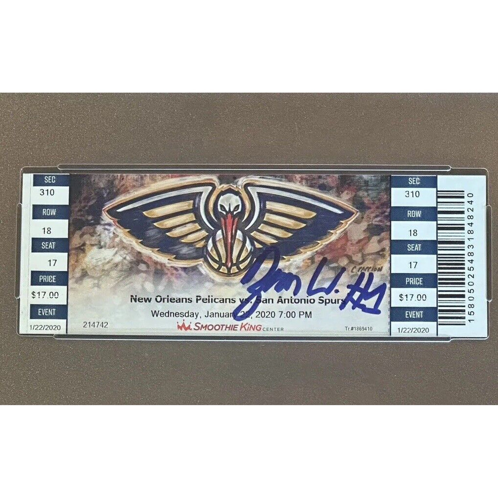 Zion Williamson Pelicans Autographed Debut Ticket PSA/DNA Gem Mint 10-Basketball-Right Off The Field