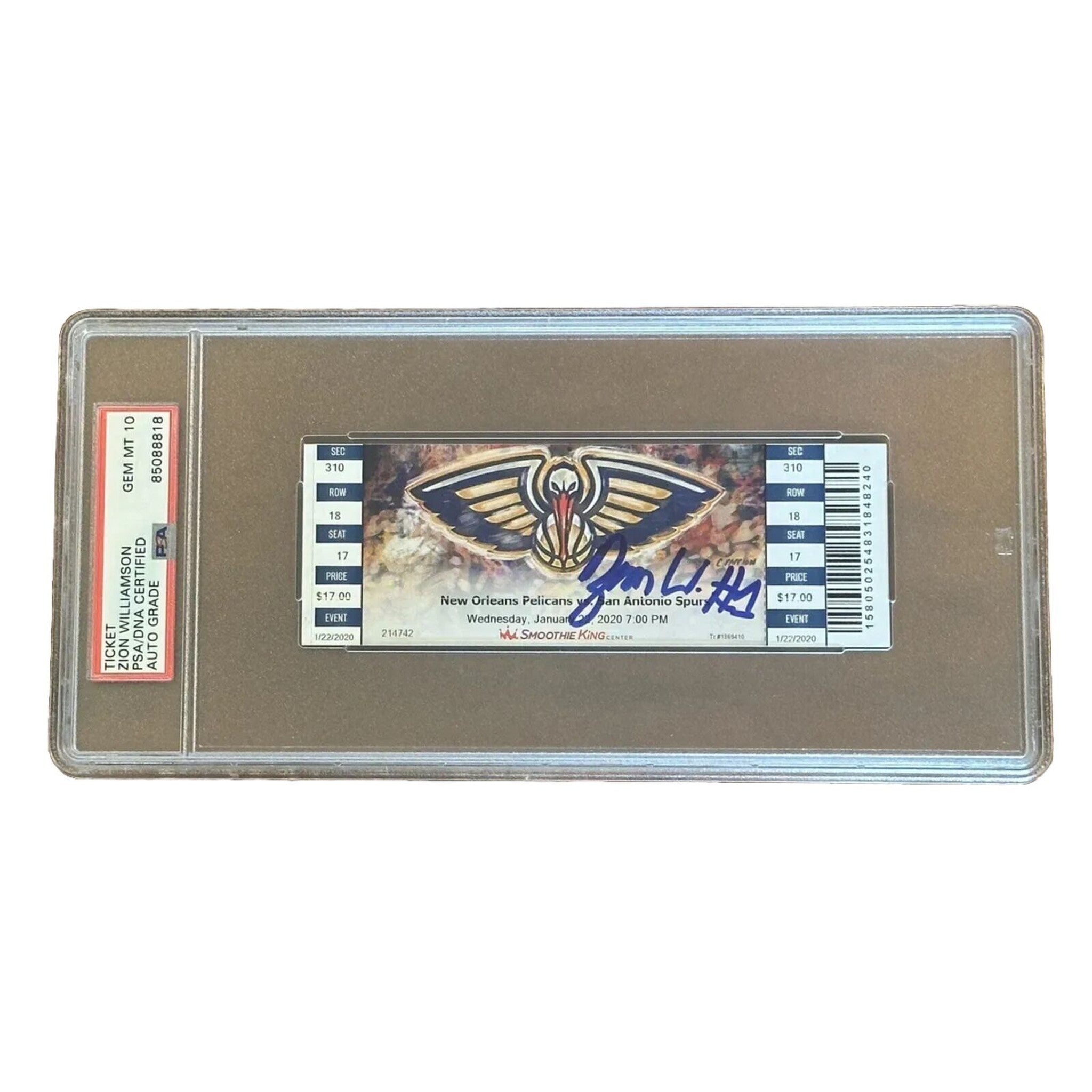 Zion Williamson Pelicans Autographed Debut Ticket PSA/DNA Gem Mint 10-Basketball-Right Off The Field
