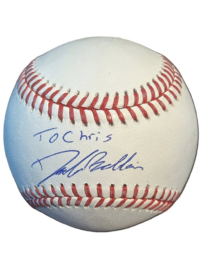 Drake Baldwin Autographed Official MLB Baseball Personalized to Chris JSA COA