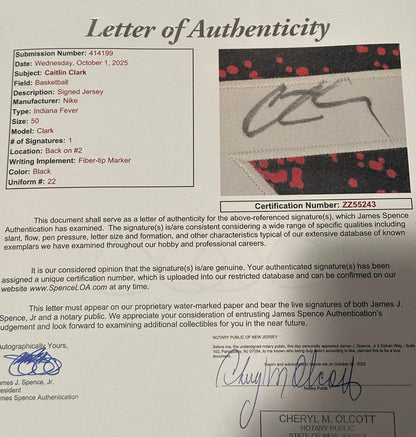 Caitlin Clark Autographed Indiana Fever Rebel Edition Jersey JSA LOA