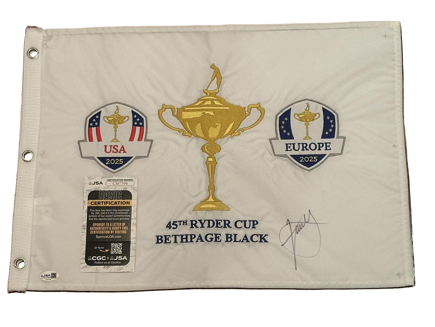 Xander Schauffele Autographed 2025 Ryder Cup Pin Flag Team USA JSA COA