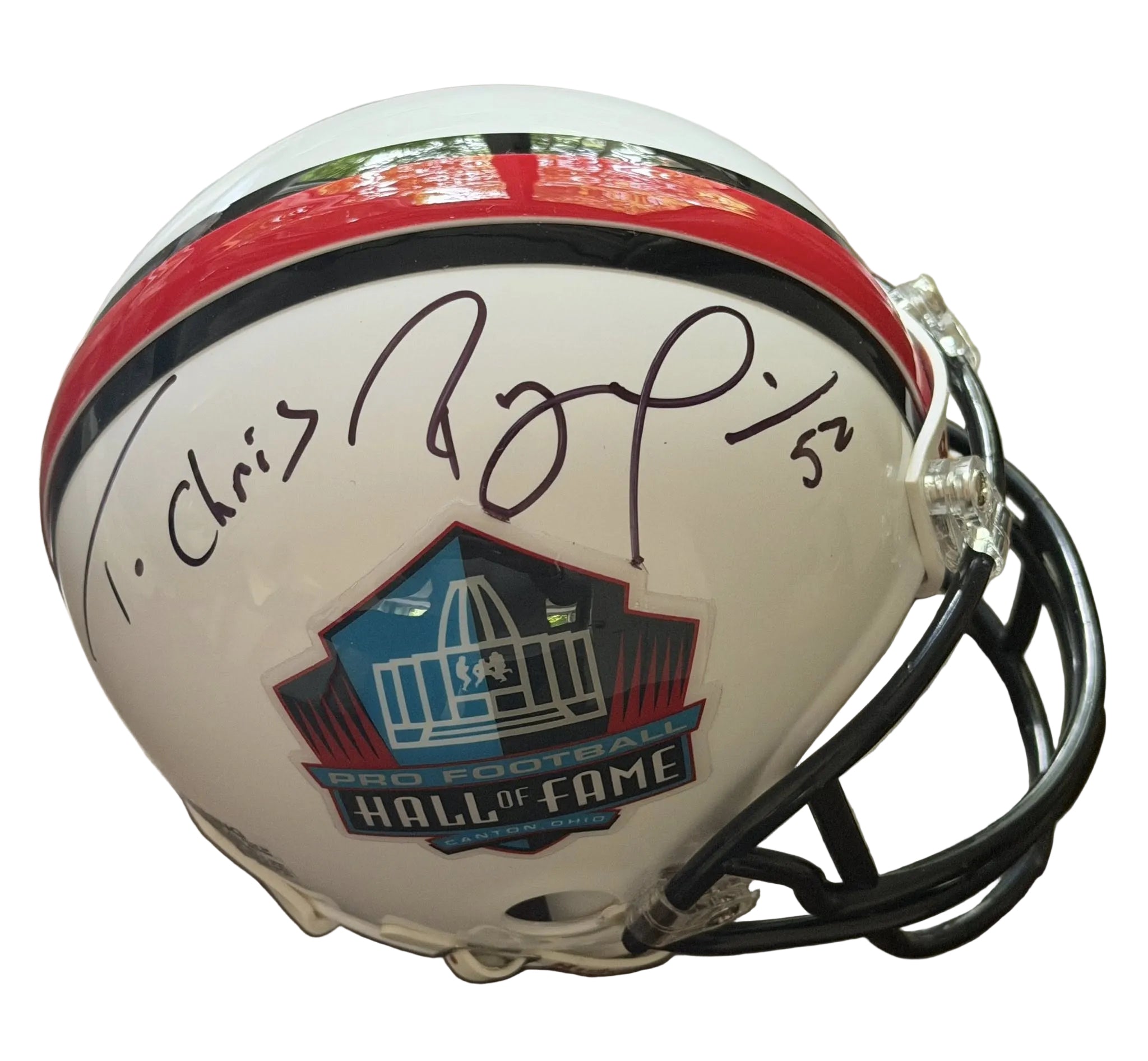Ray Lewis Autographed Hall of Fame Mini Helmet Personalized to Chris JSA COA