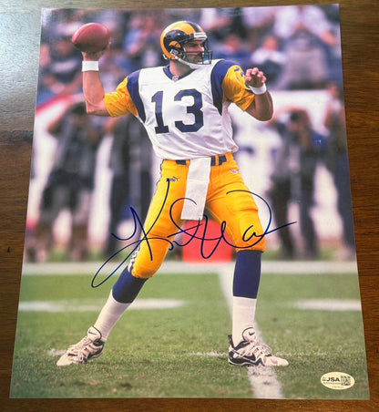 Kurt Warner Autographed 11x14 Photo JSA COA Rams