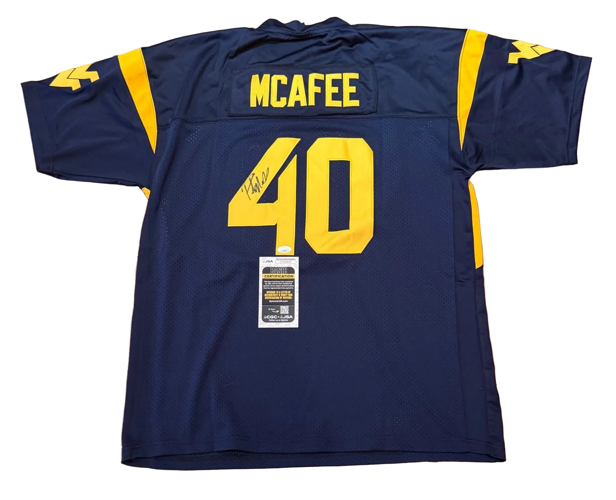 Pat McAfee Autographed West Virginia WVU Jersey JSA COA