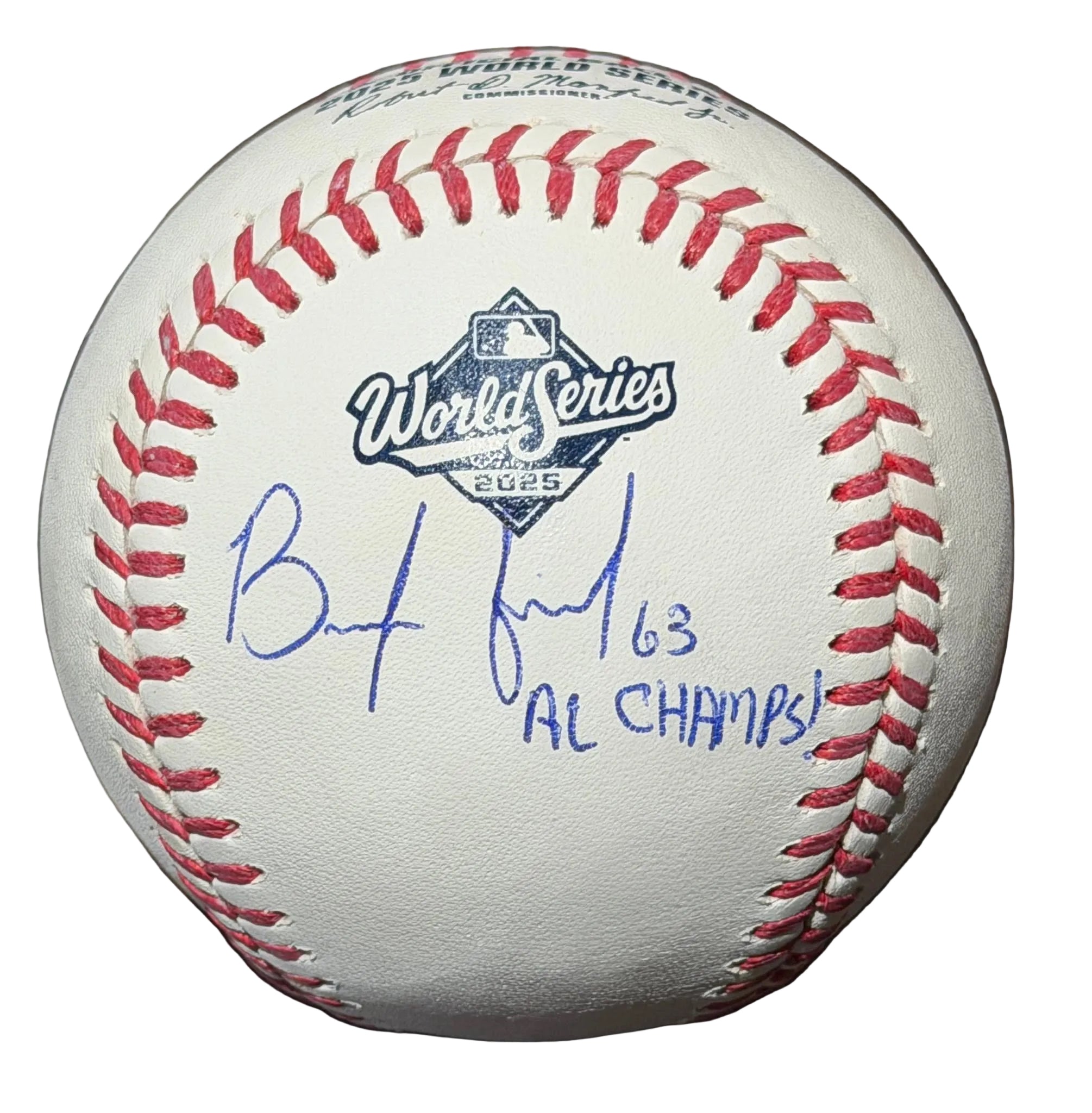 Braydon Fisher Autographed & Inscribed 2025 World Series Baseball JSA COA