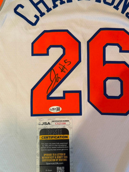 Jose Alvarado Autographed New York Knicks 26 Champions Jersey JSA COA